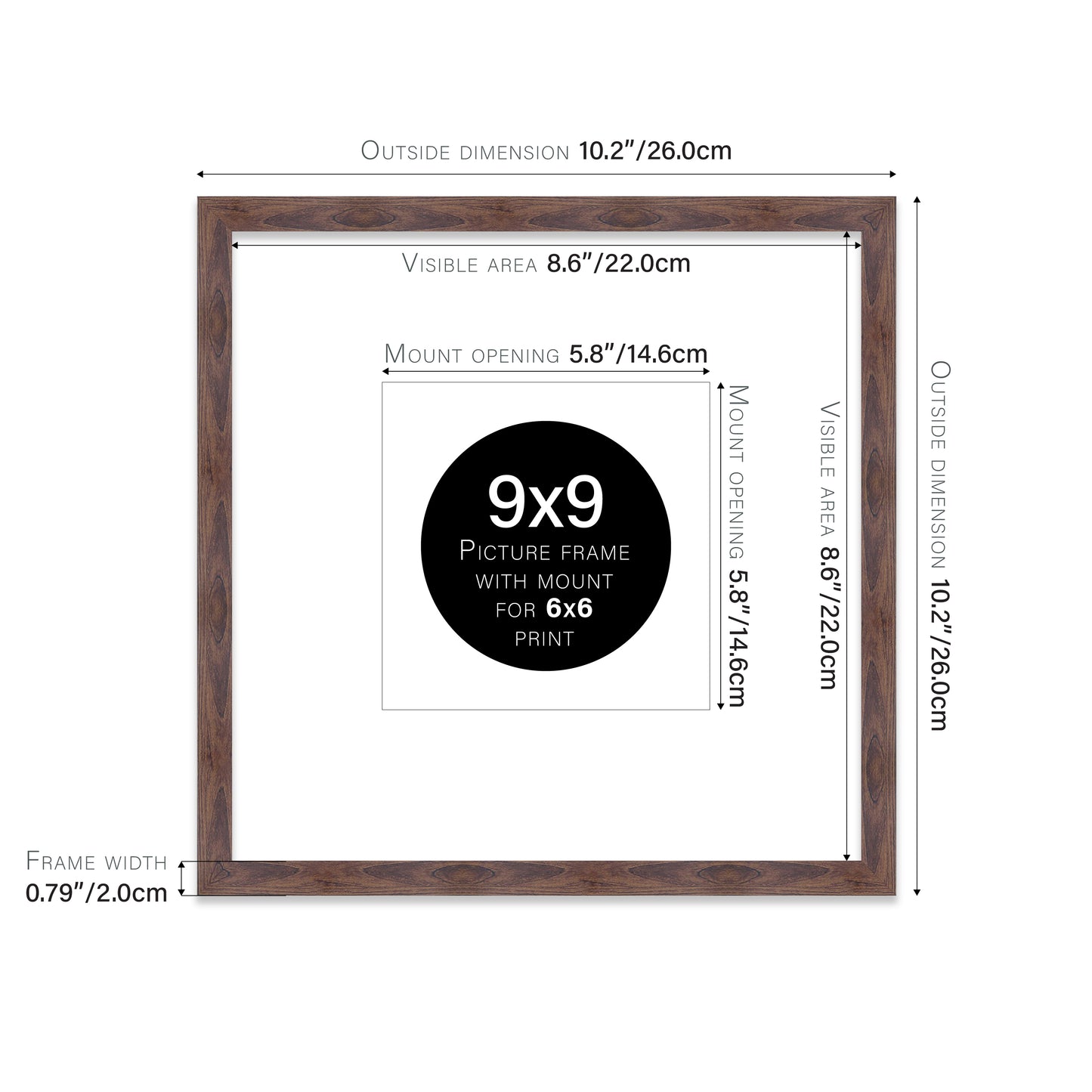 Walnut Picture Frame 20mm Edge