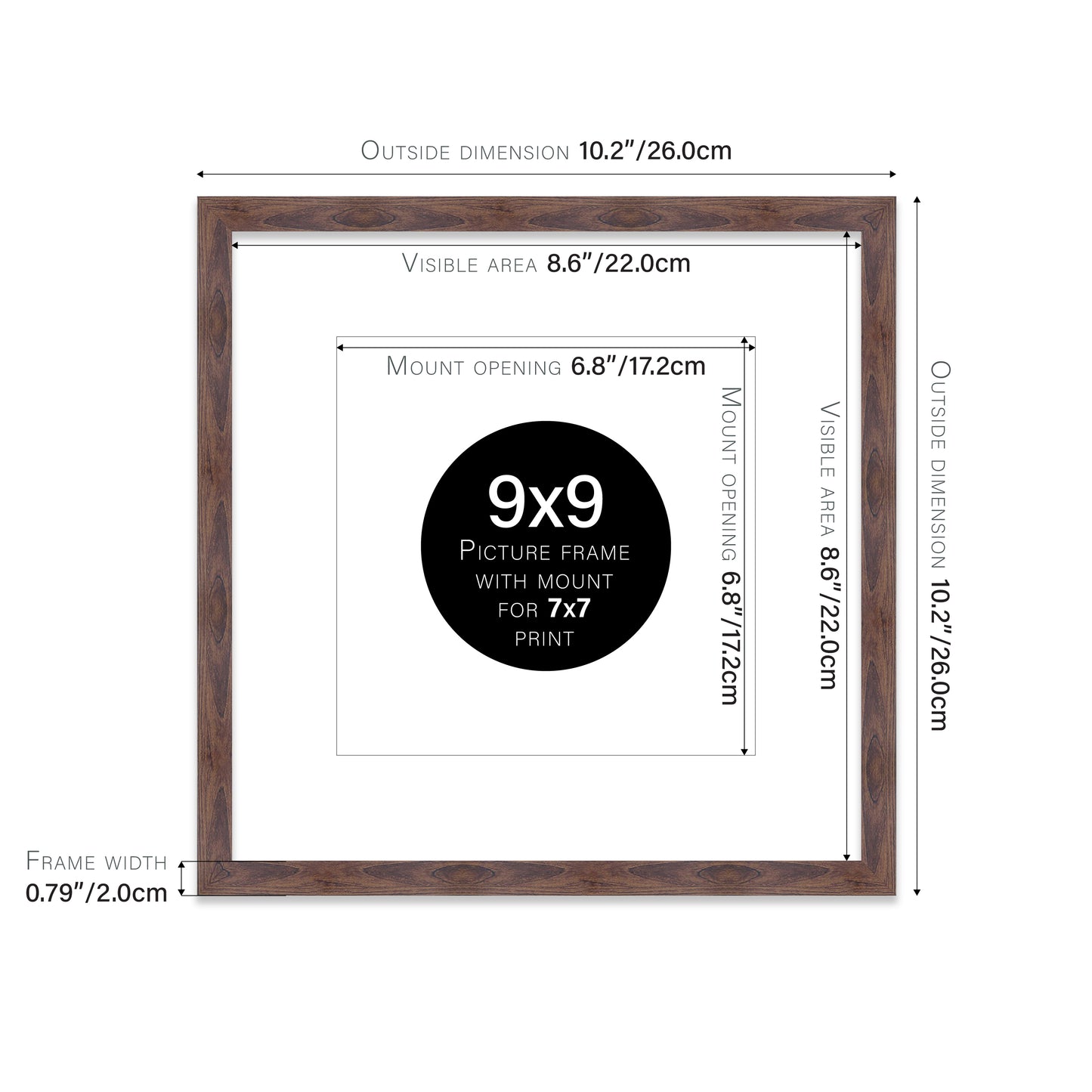 Walnut Picture Frame 20mm Edge