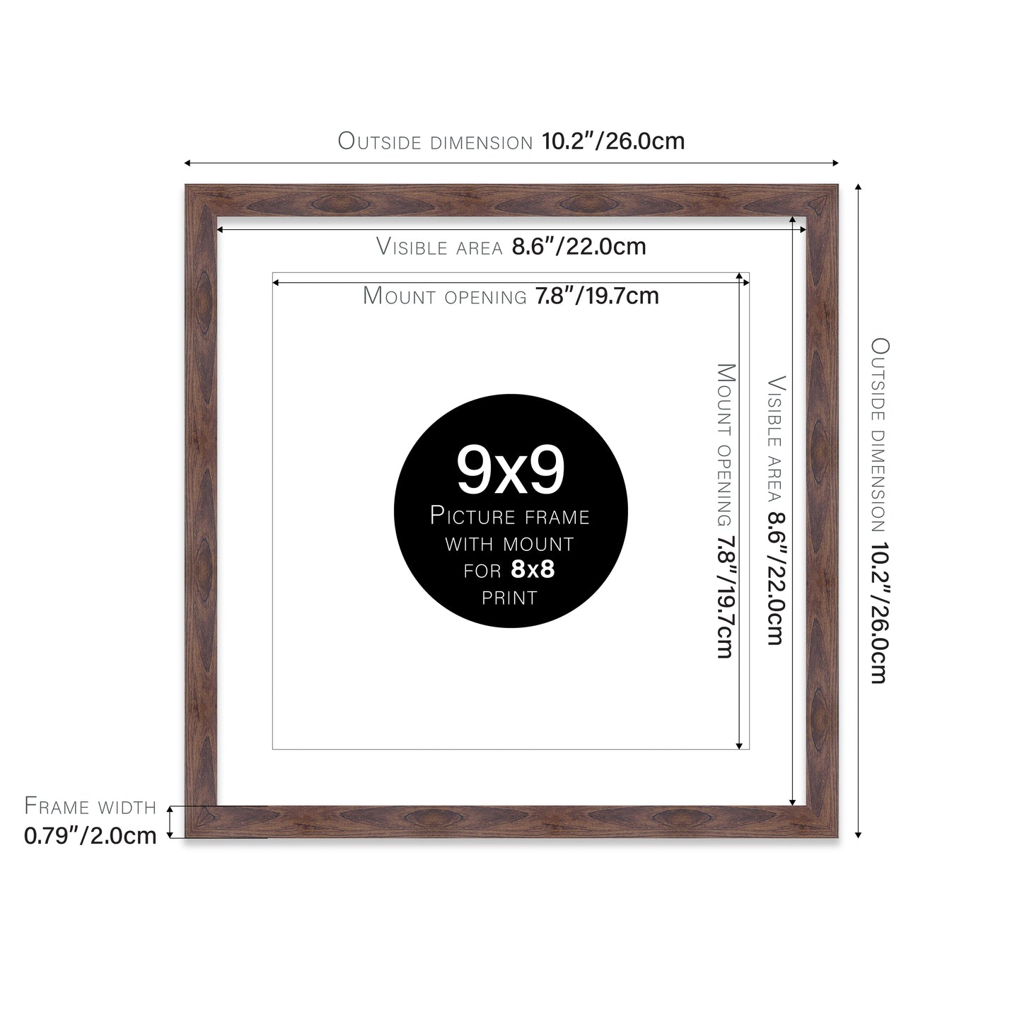 Walnut Picture Frame 20mm Edge
