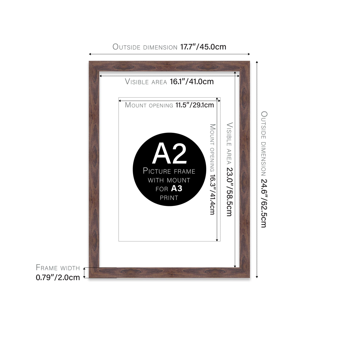 Walnut Picture Frame 20mm Edge