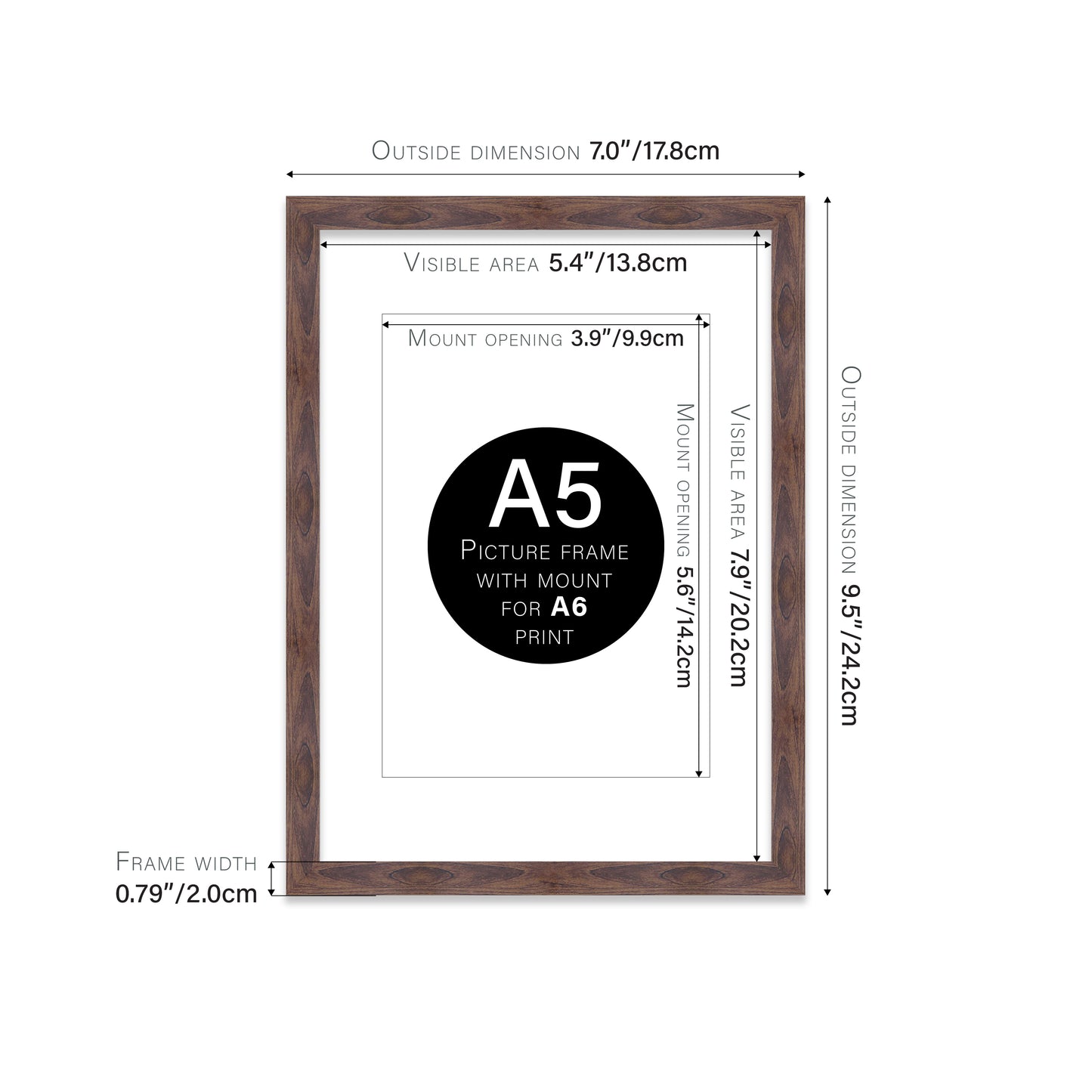 Walnut Picture Frame 20mm Edge