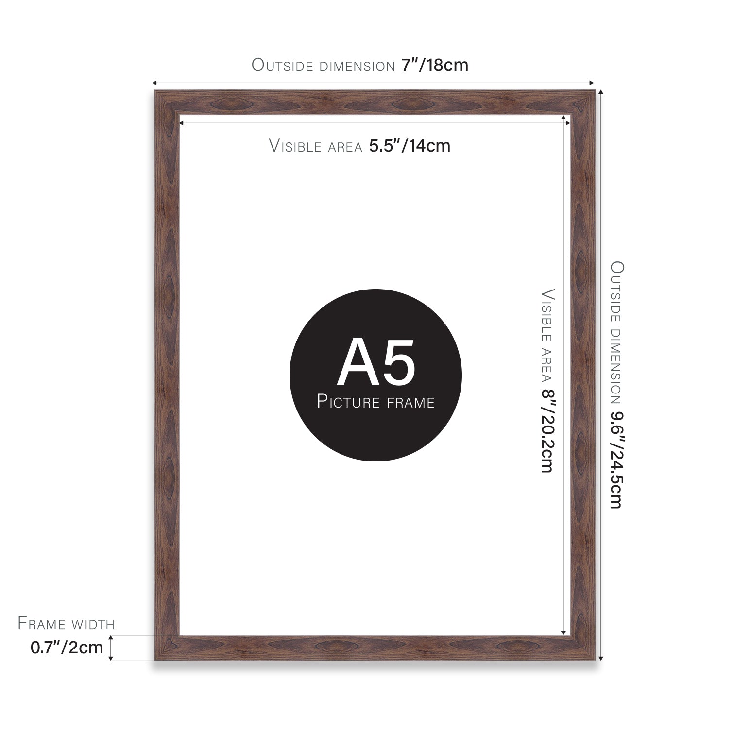 Walnut A5 bulk photo frames