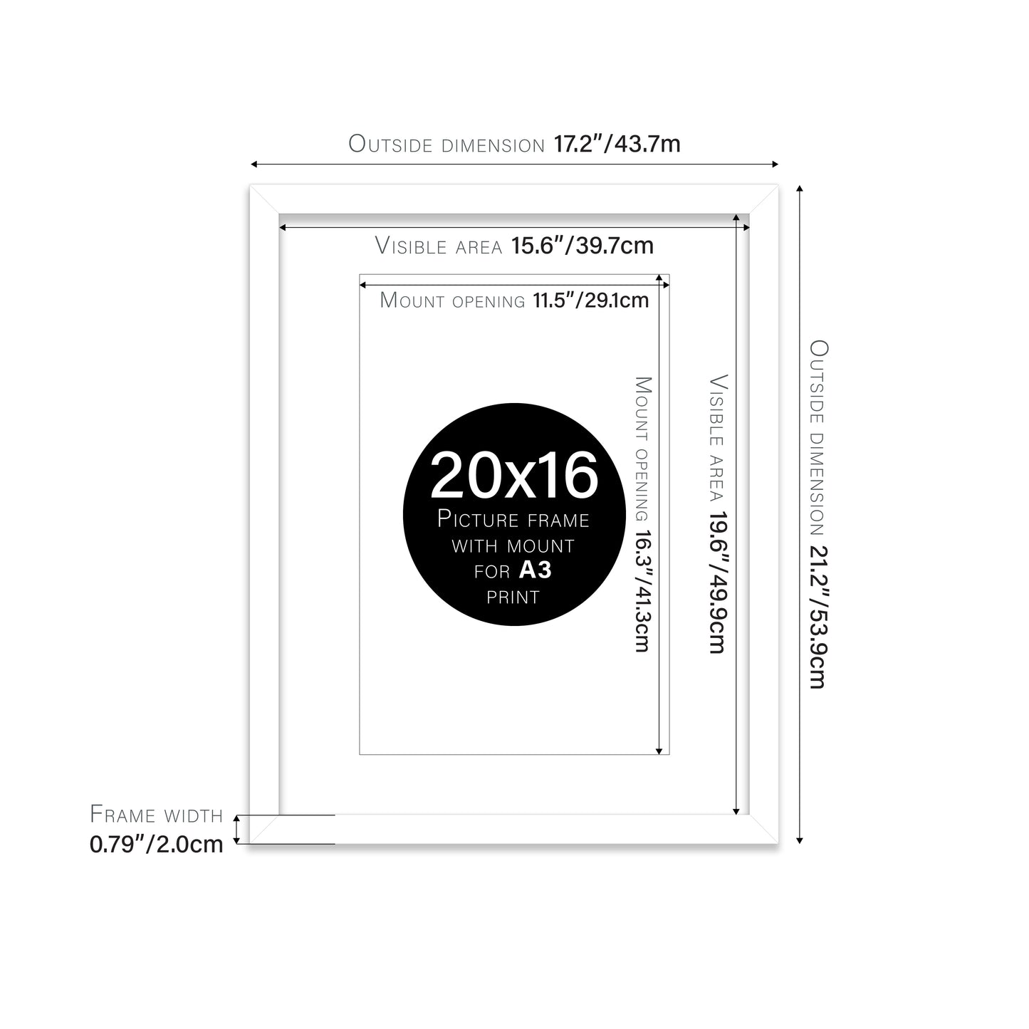 White Picture Frame 20mm Edge