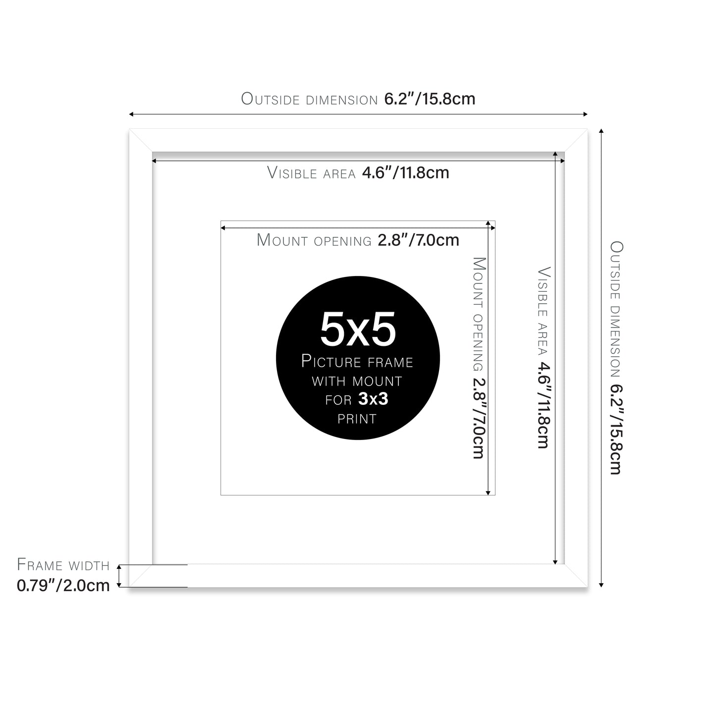 White Picture Frame 20mm Edge