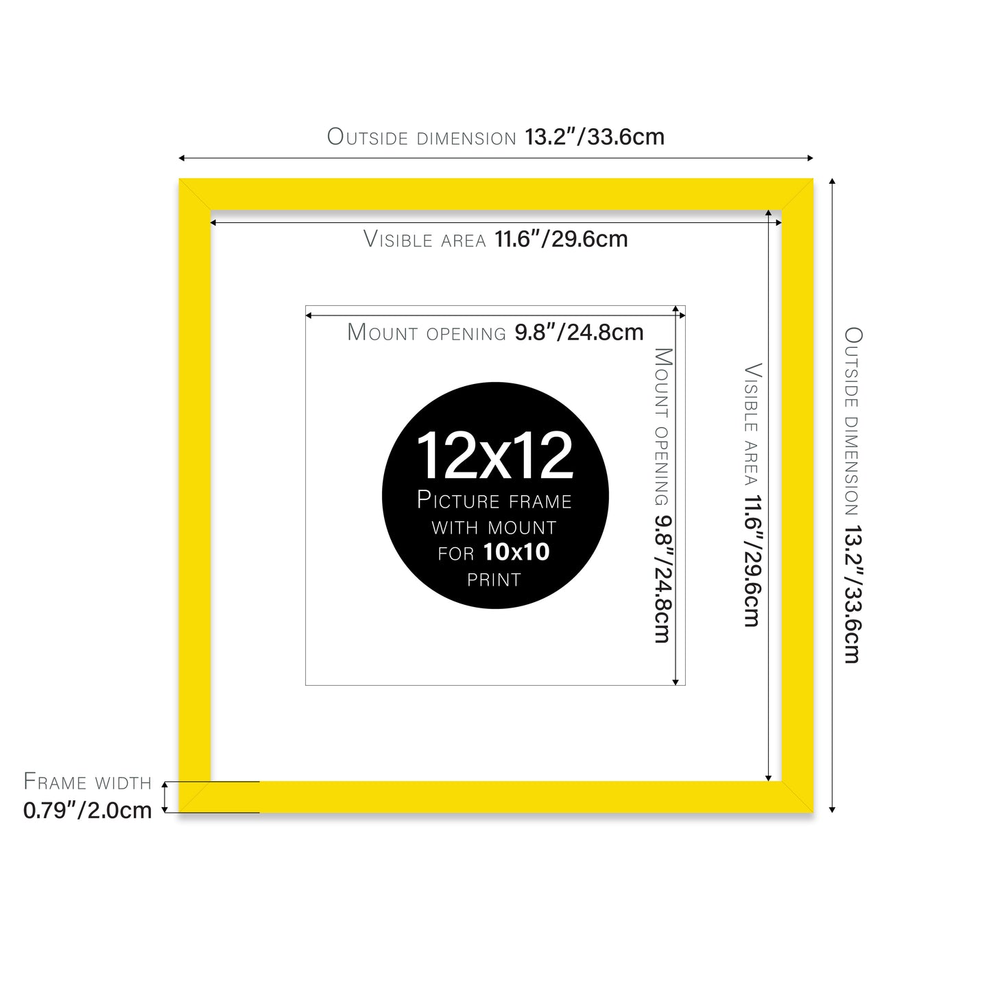 Yellow Picture Frame 20mm Edge