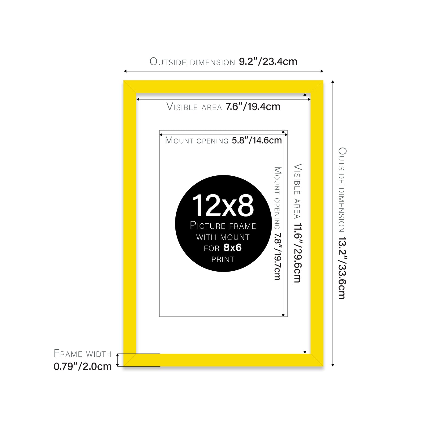 Yellow Picture Frame 20mm Edge