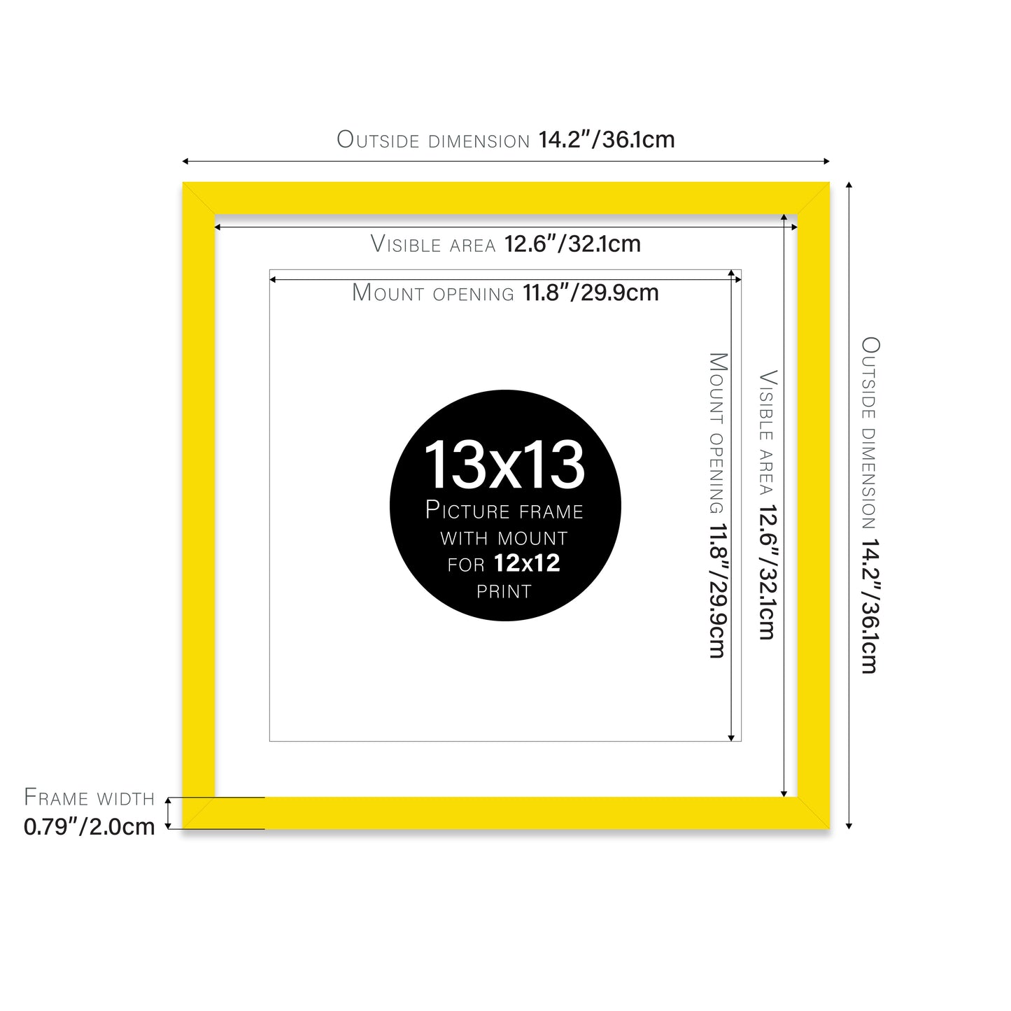 Yellow Picture Frame 20mm Edge