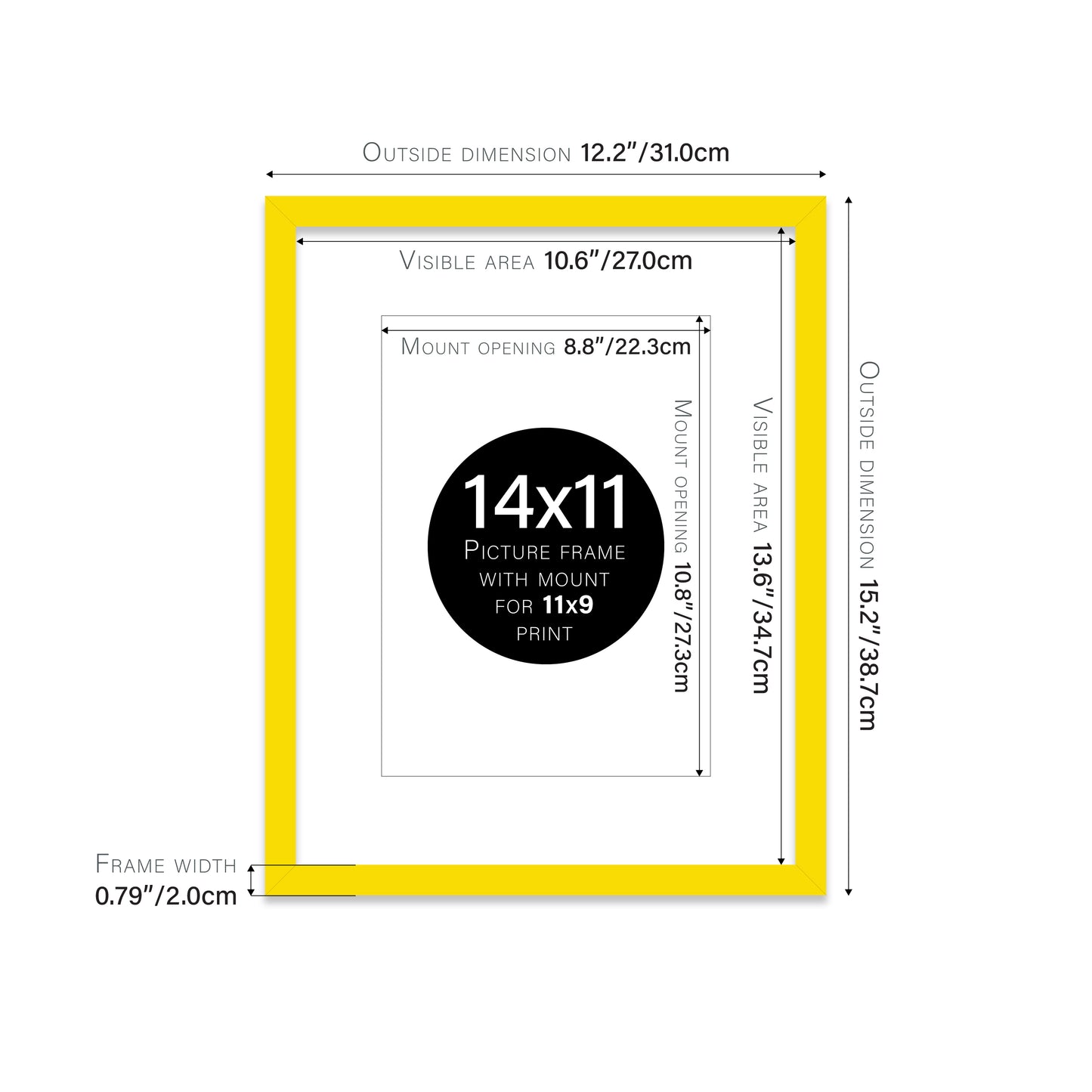 Yellow Picture Frame 20mm Edge
