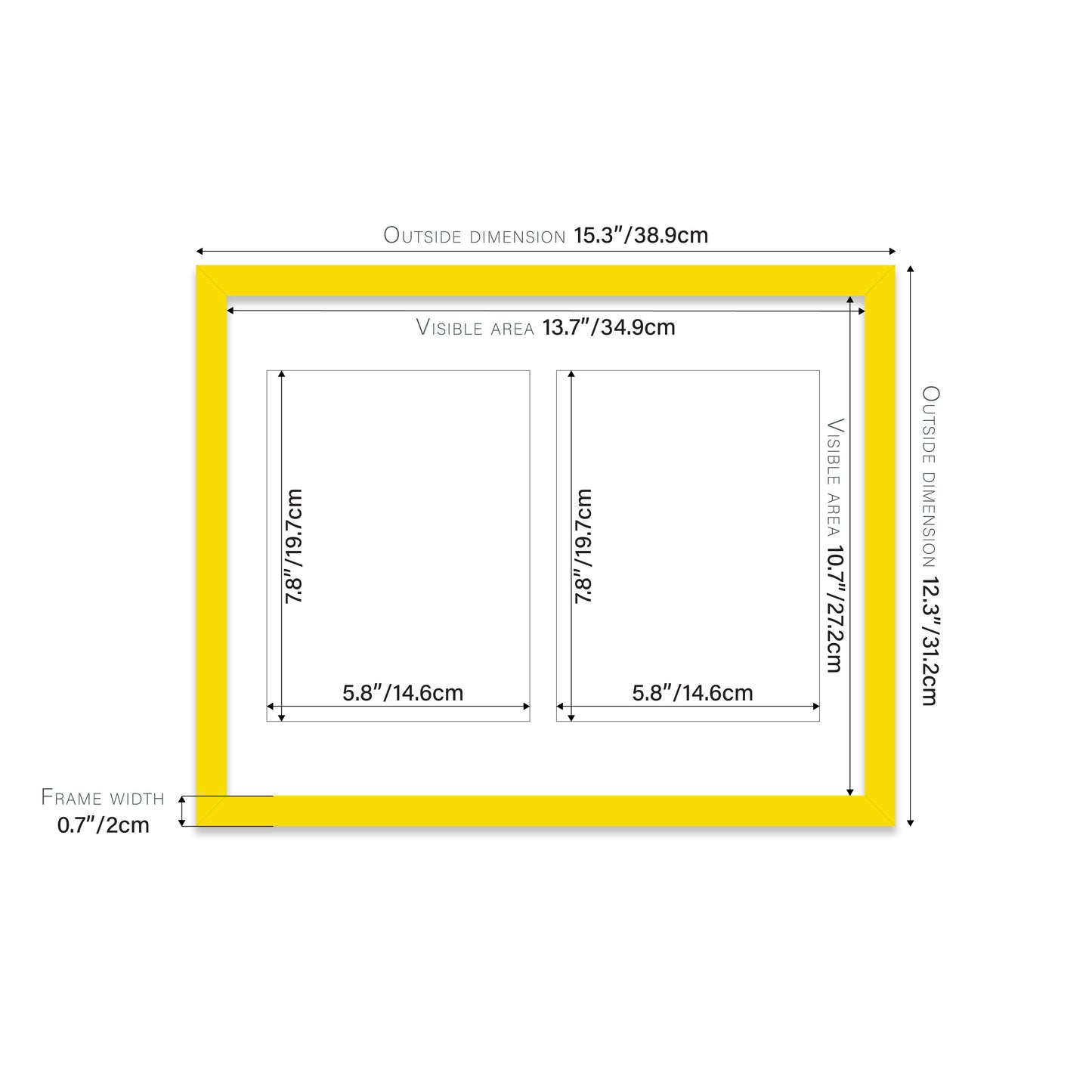 Yellow Picture Frame 20mm Edge