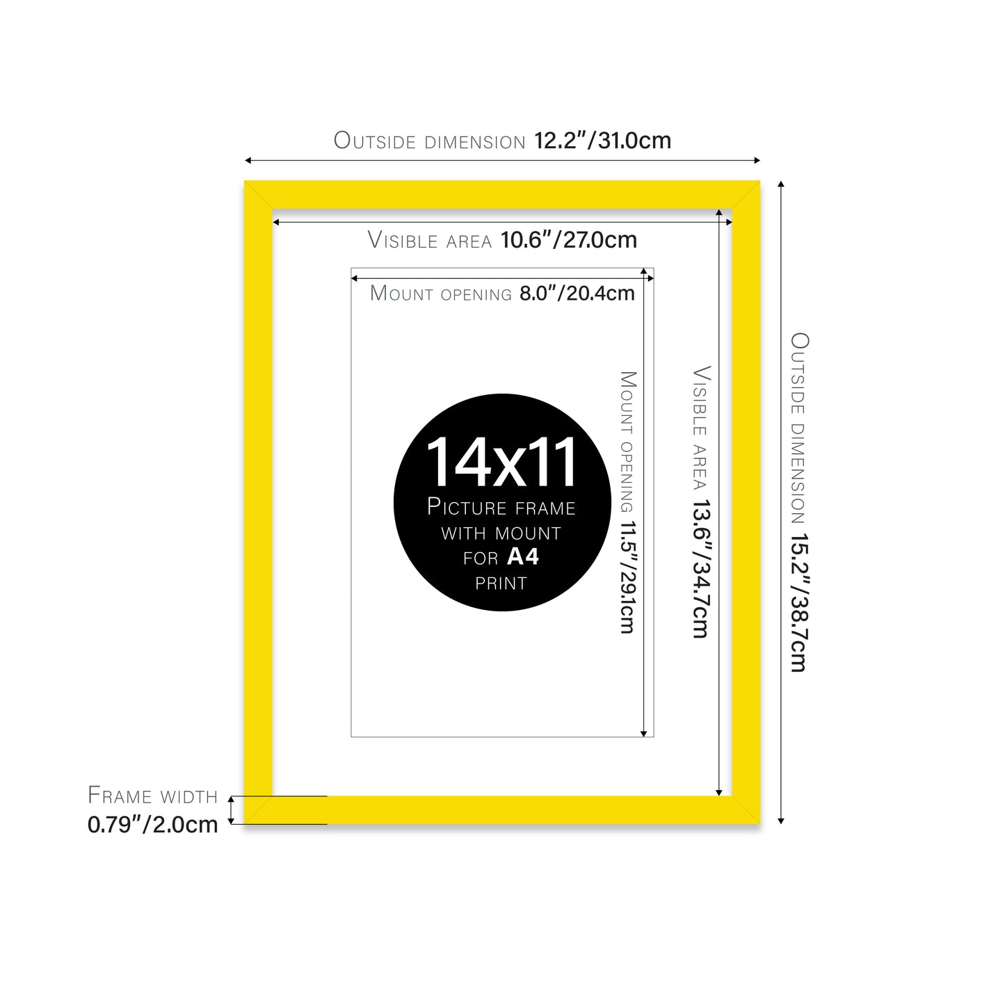 Yellow Picture Frame 20mm Edge