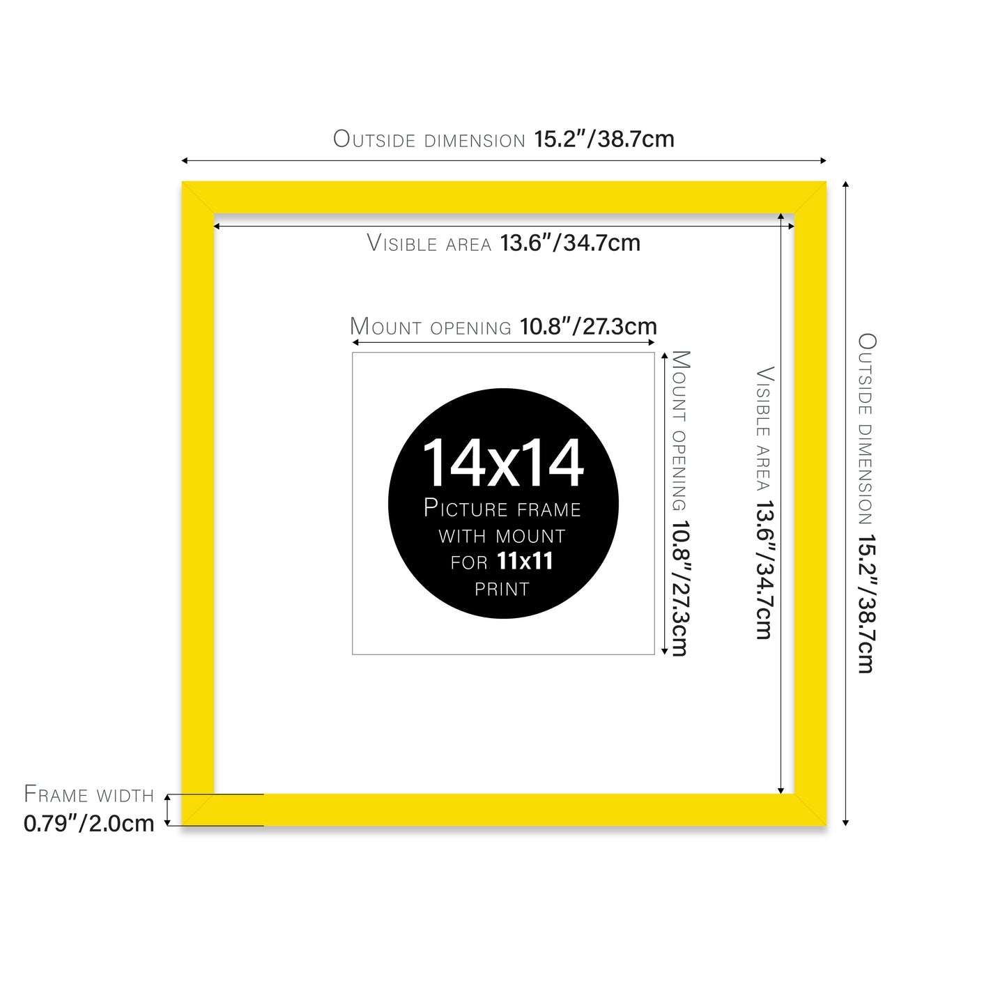 Yellow Picture Frame 20mm Edge