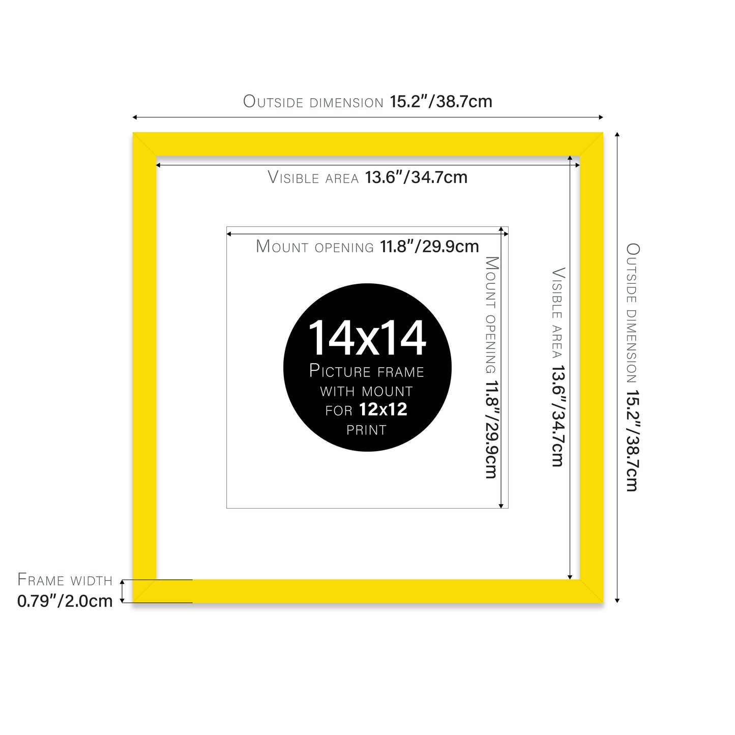 Yellow Picture Frame 20mm Edge