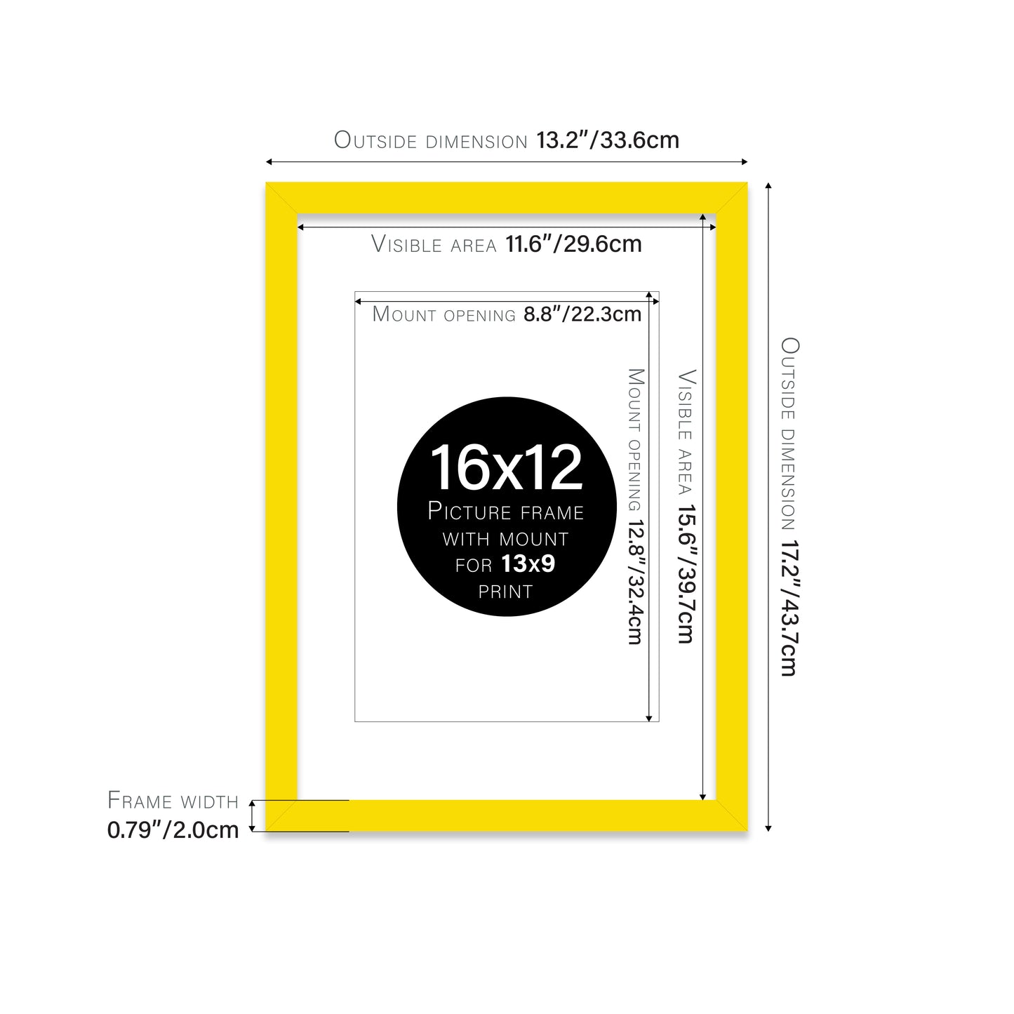Yellow Picture Frame 20mm Edge
