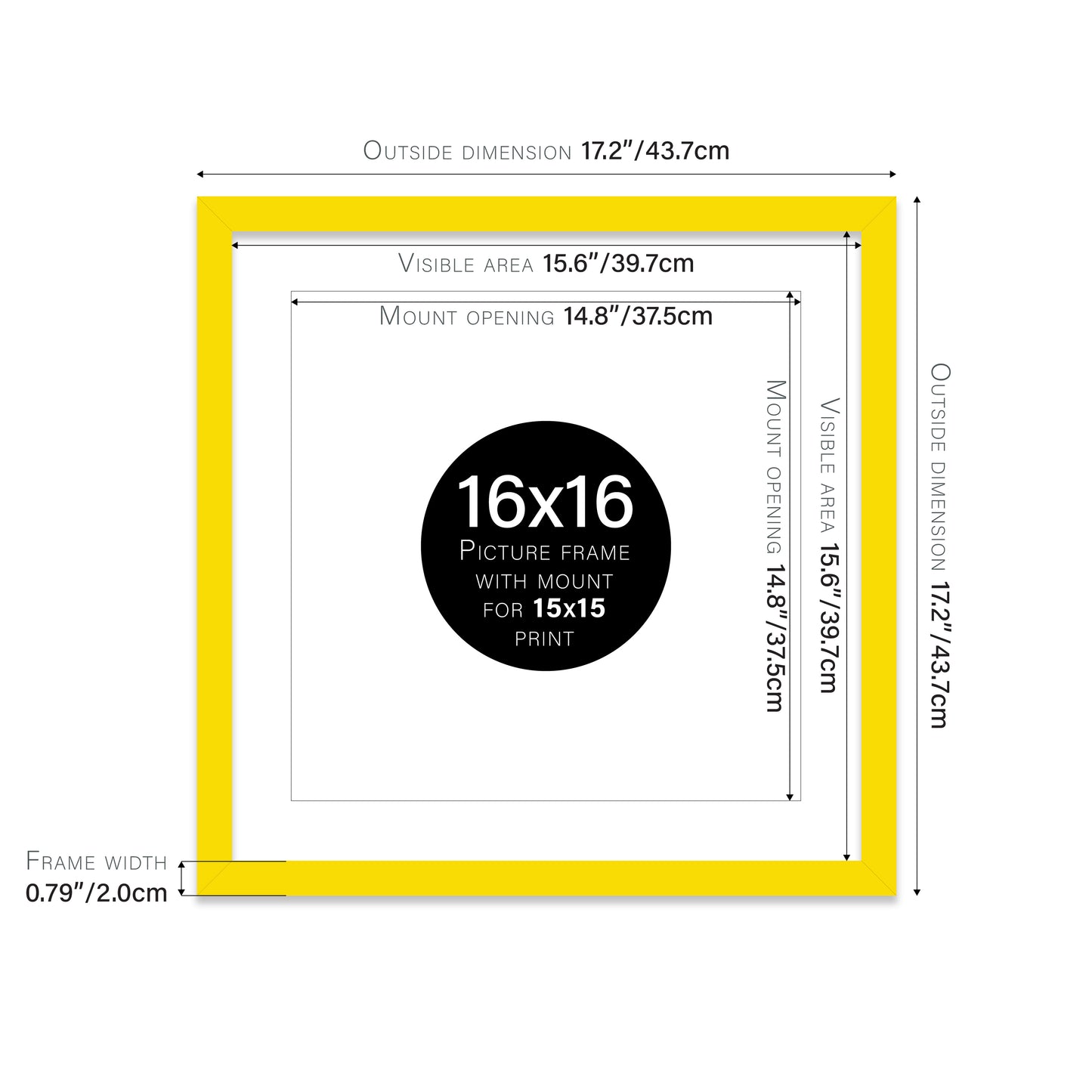Yellow Picture Frame 20mm Edge