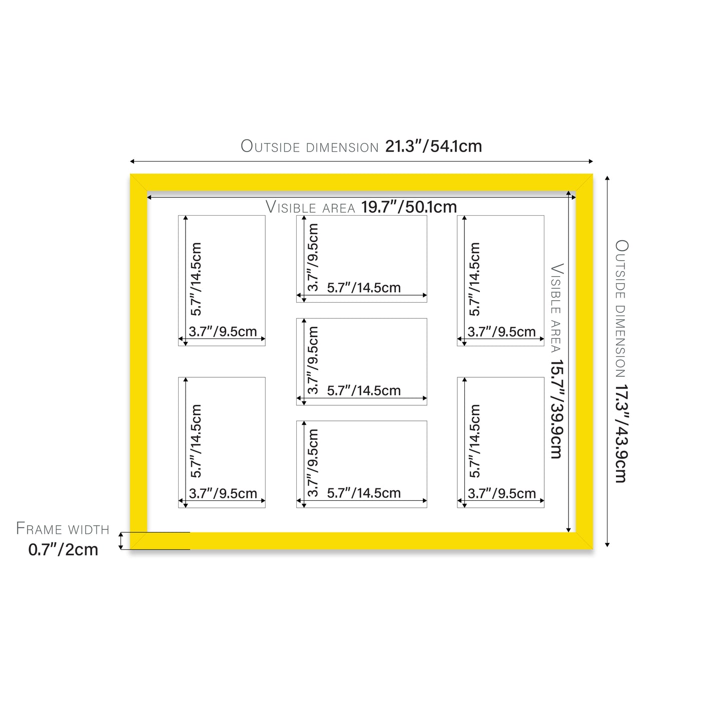 Yellow Picture Frame 20mm Edge