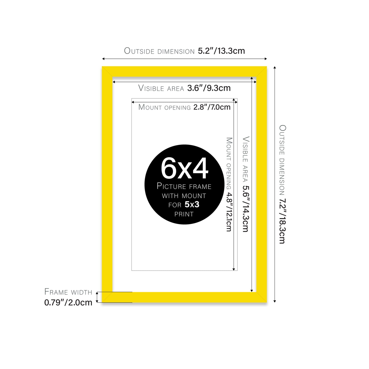 Yellow Picture Frame 20mm Edge