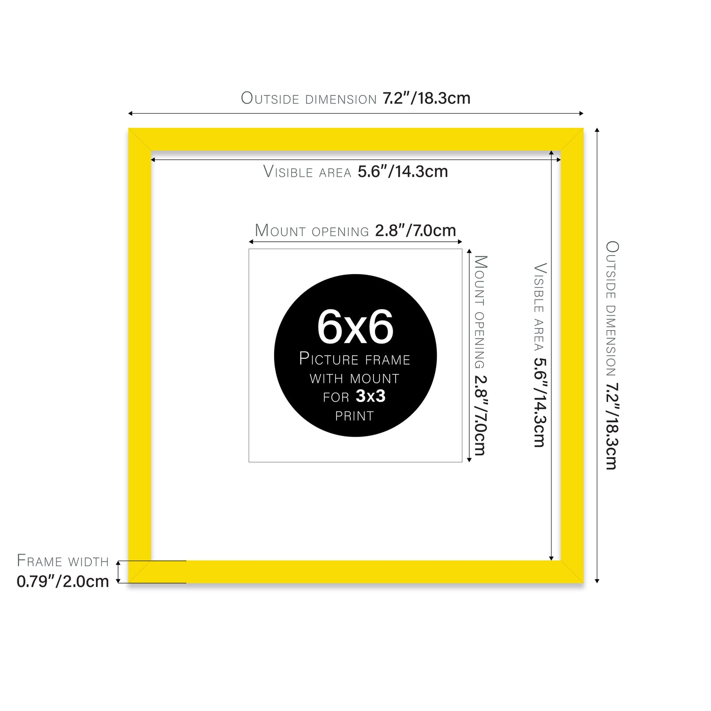 Yellow Picture Frame 20mm Edge