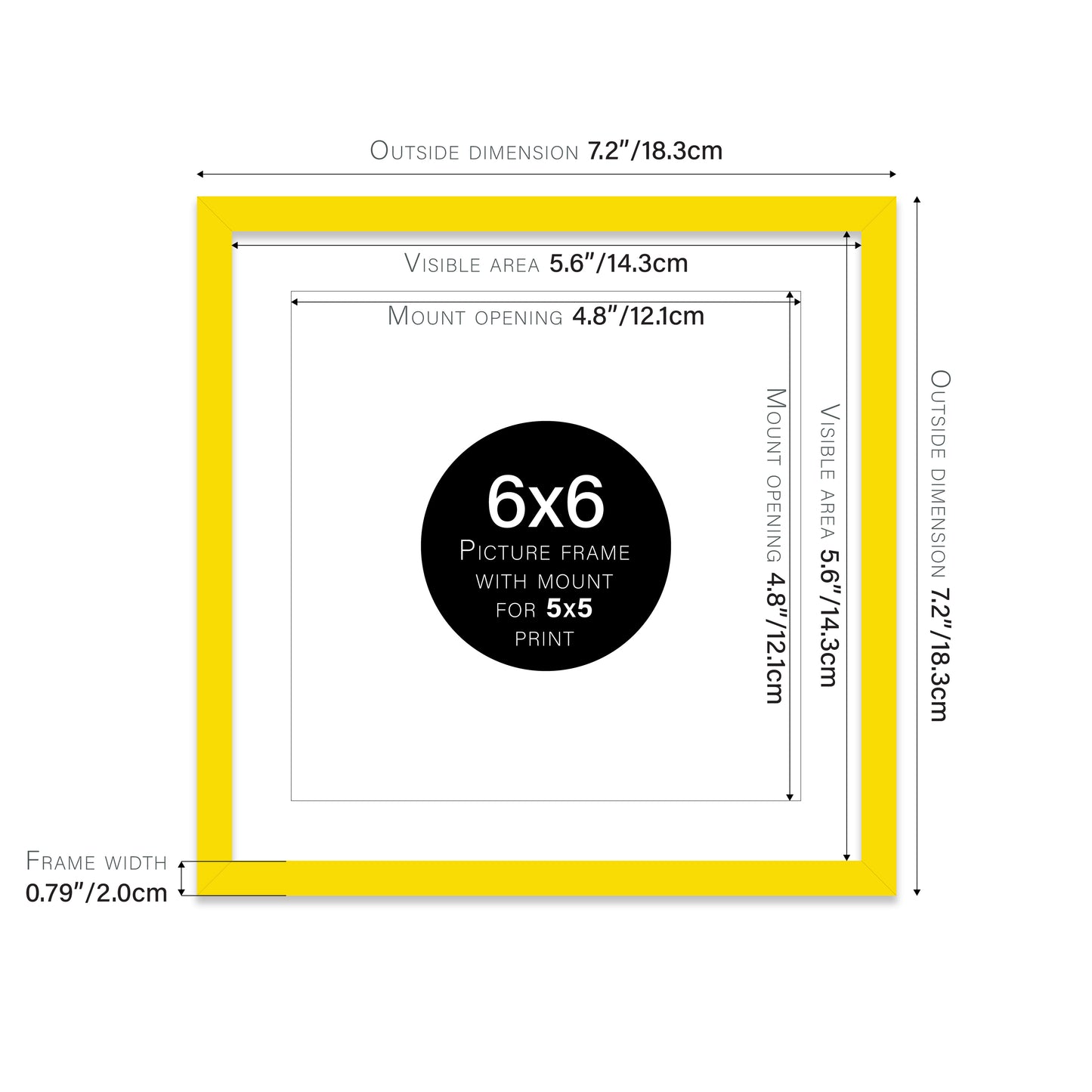 Yellow Picture Frame 20mm Edge