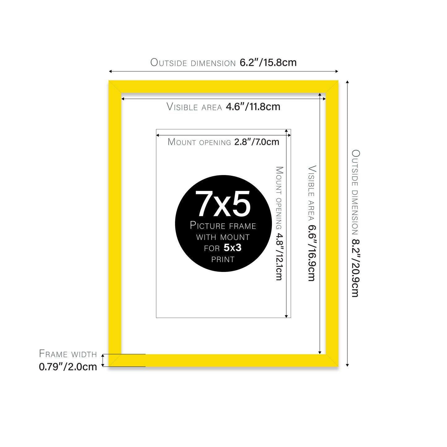 Yellow Picture Frame 20mm Edge