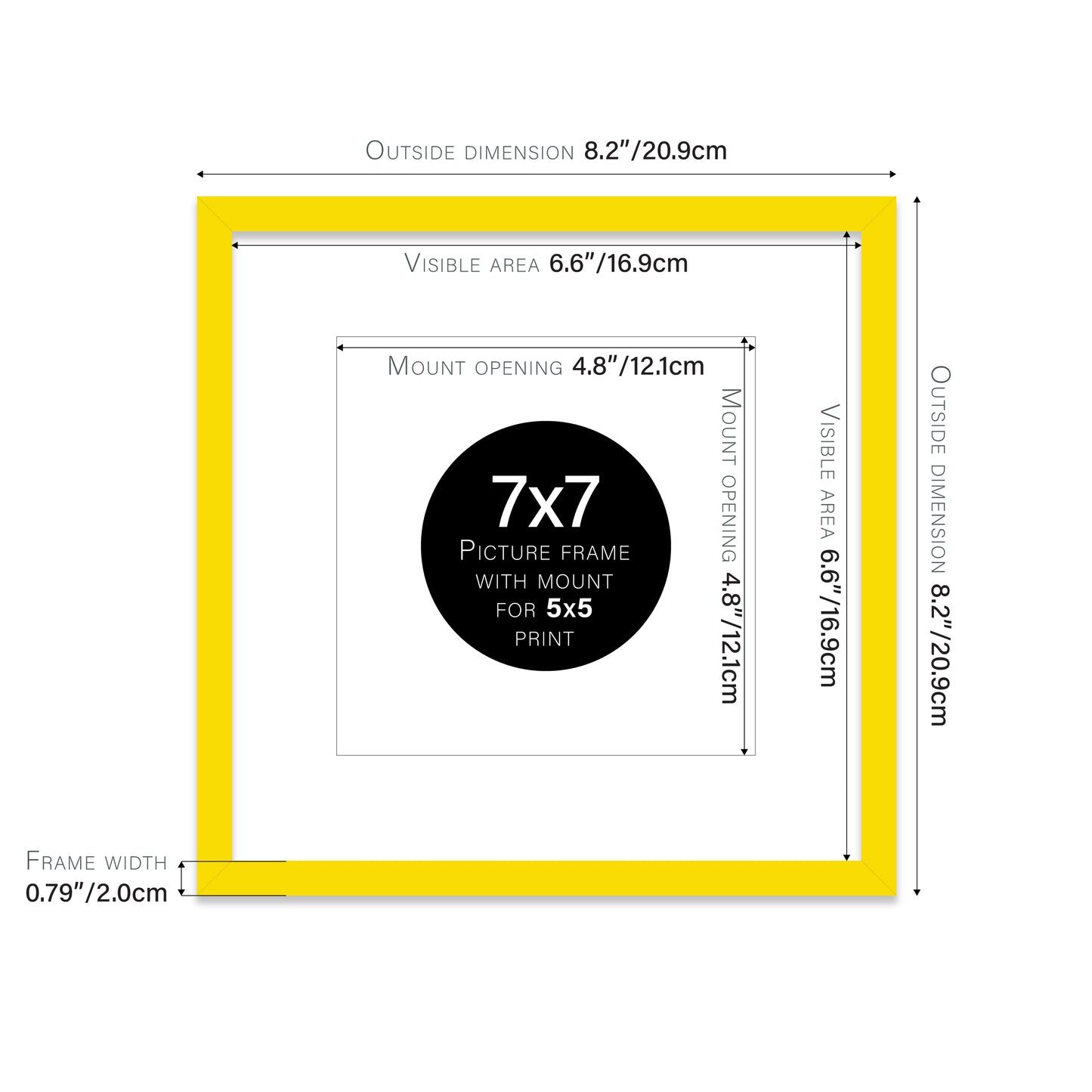 Yellow Picture Frame 20mm Edge