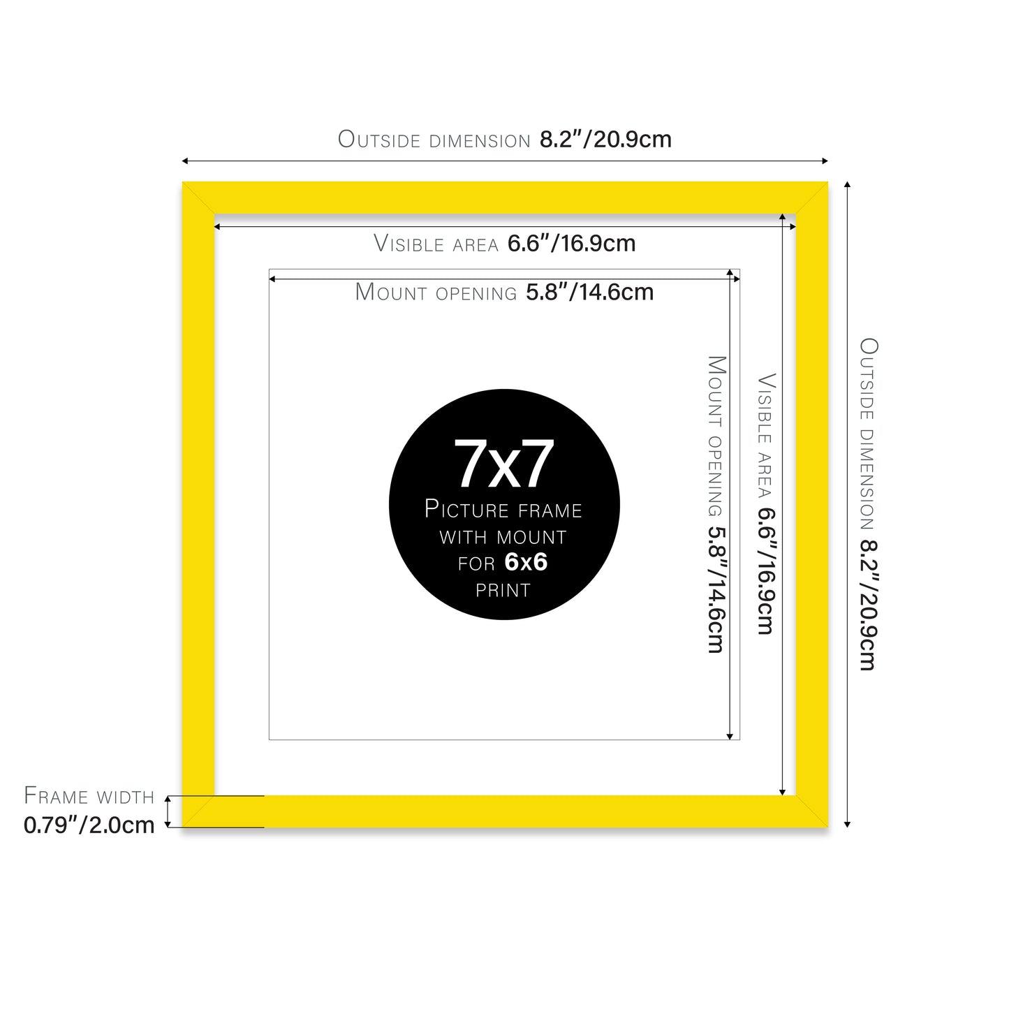 Yellow Picture Frame 20mm Edge