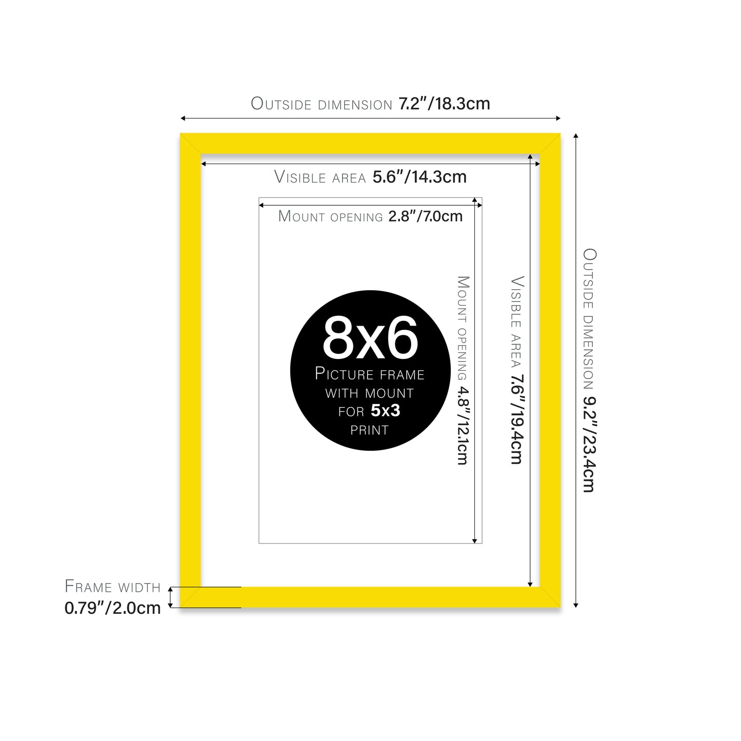 Yellow Picture Frame 20mm Edge