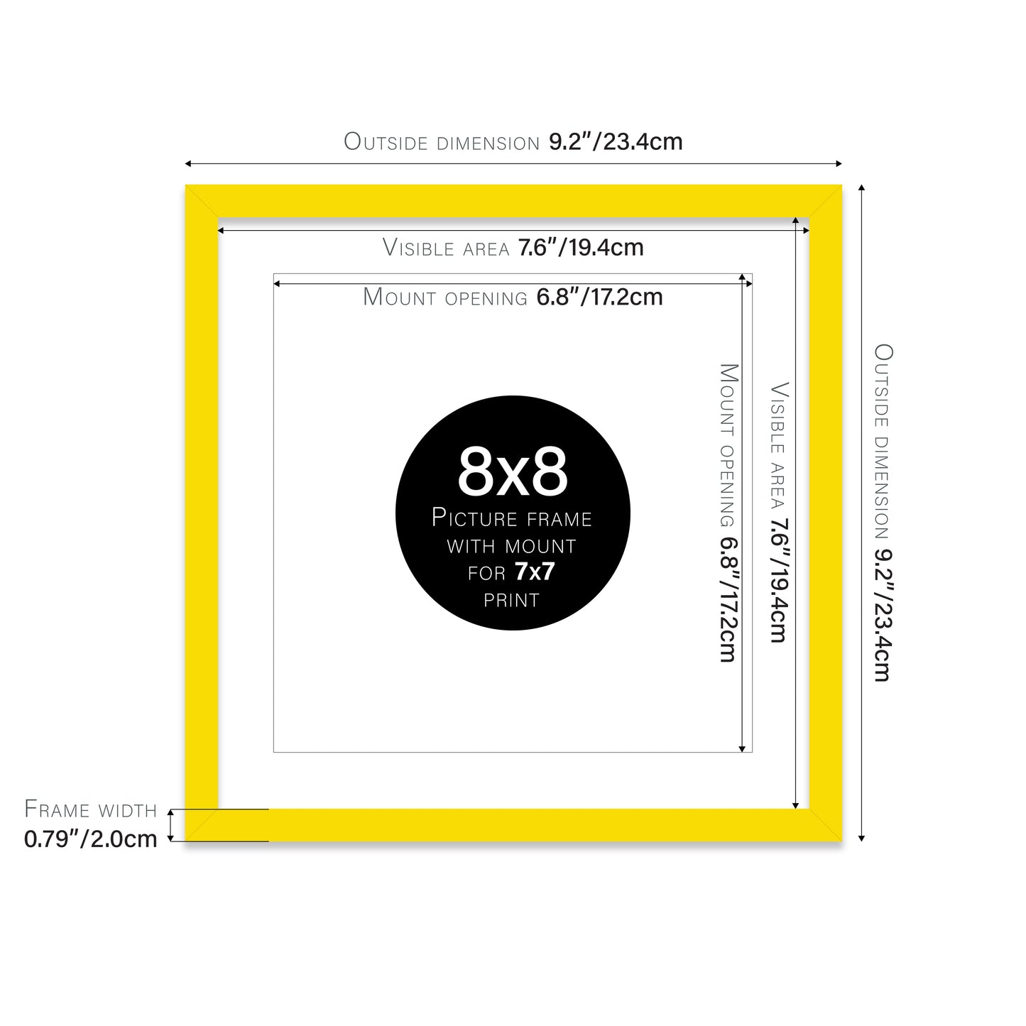 Yellow Picture Frame 20mm Edge