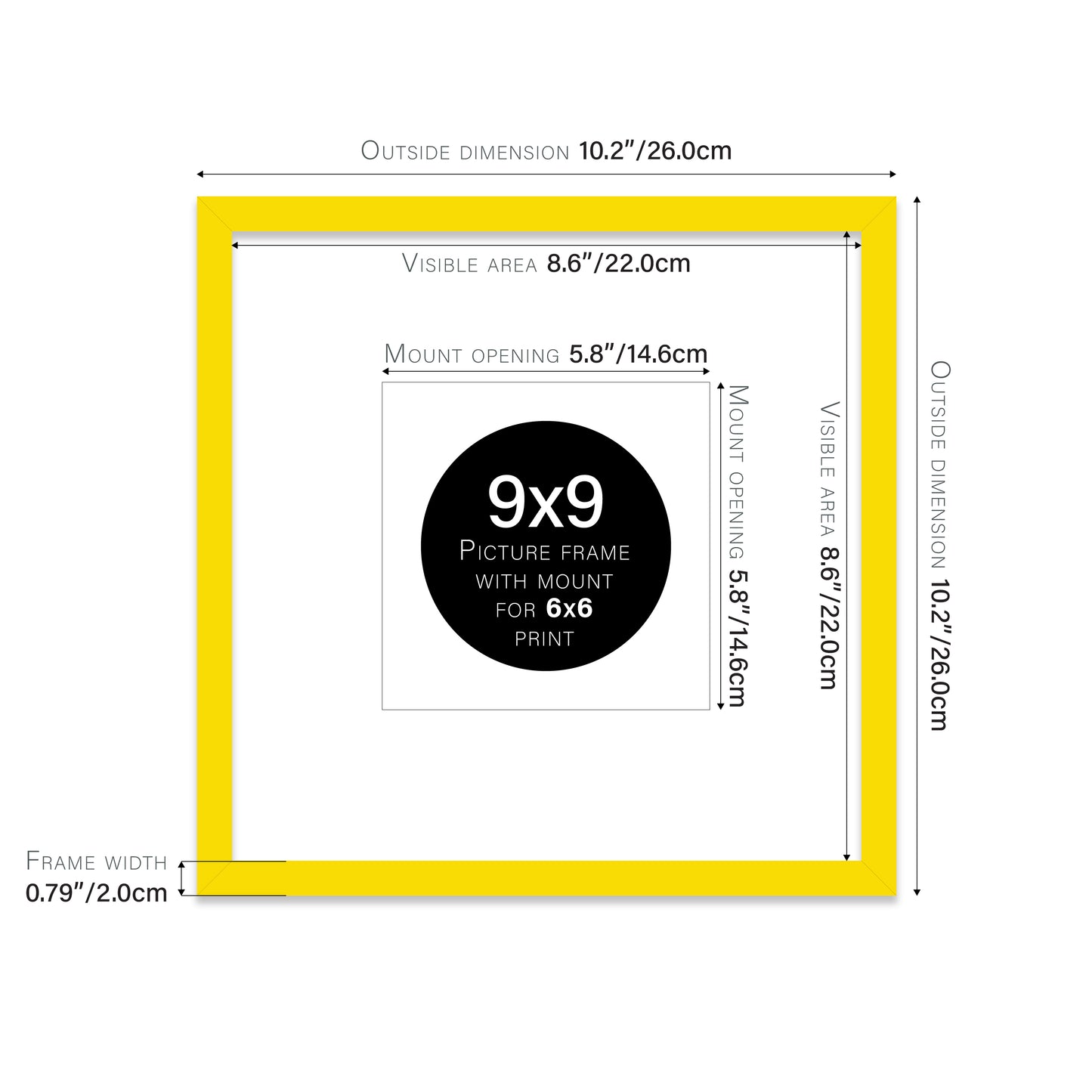 Yellow Picture Frame 20mm Edge