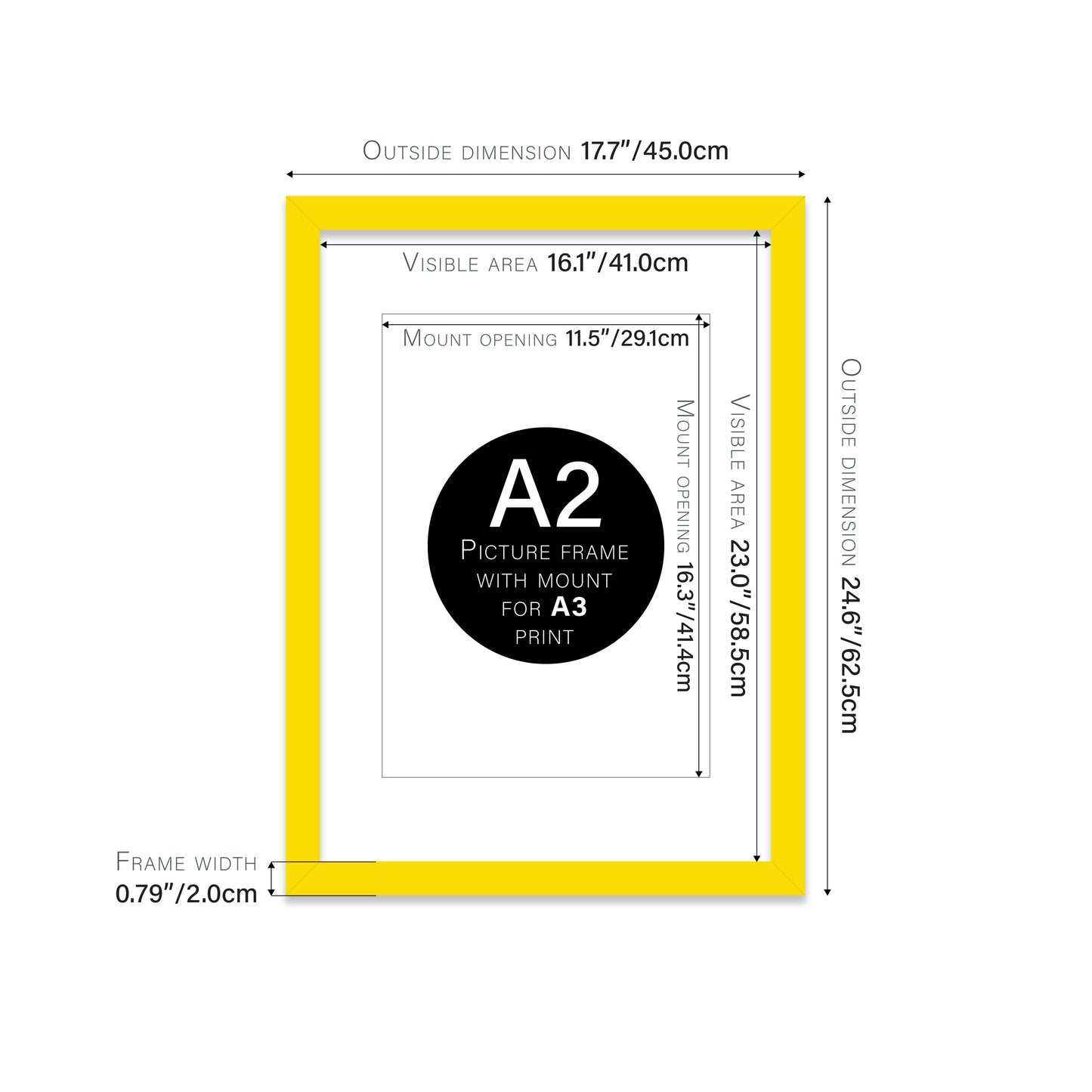 Yellow Picture Frame 20mm Edge