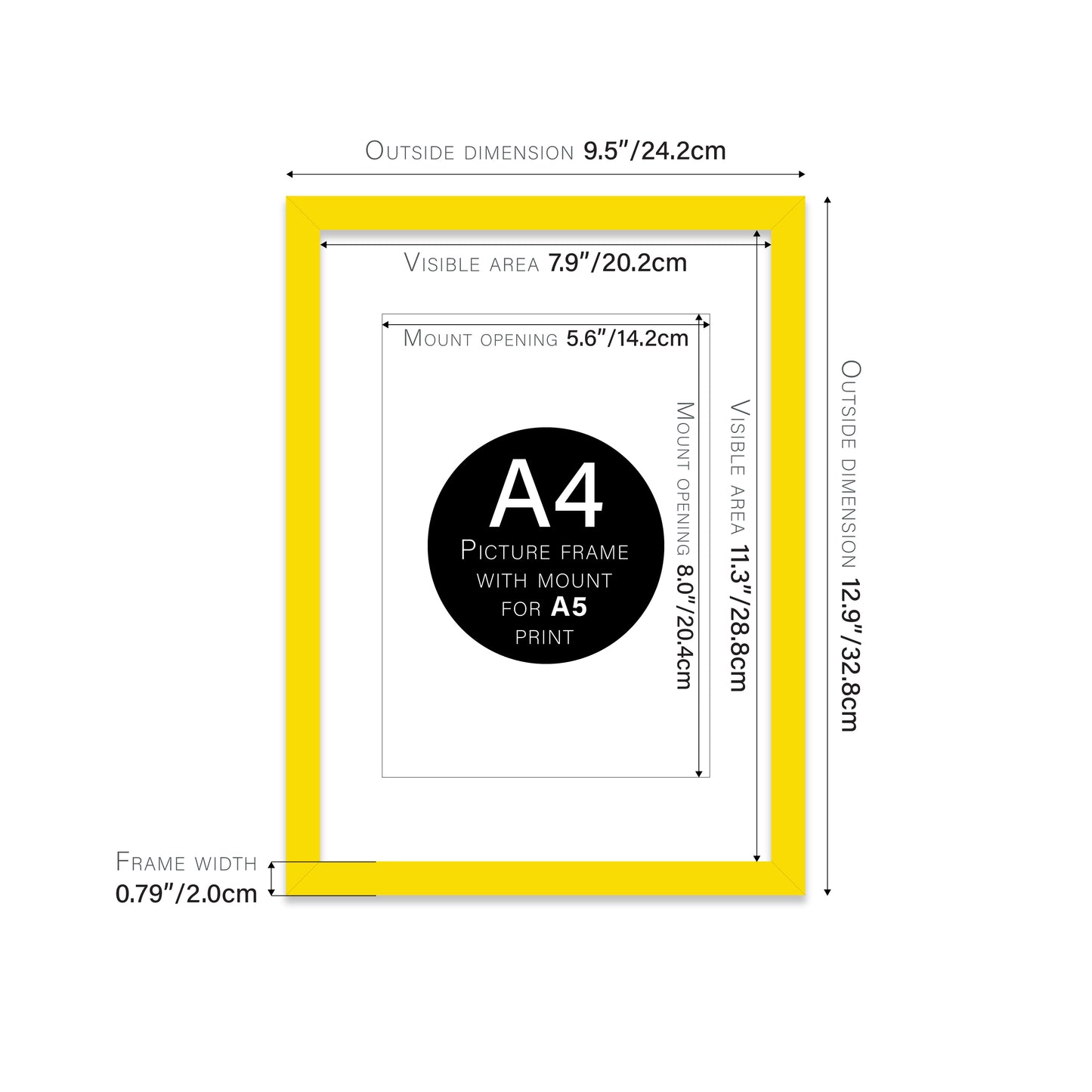 Yellow Picture Frame 20mm Edge