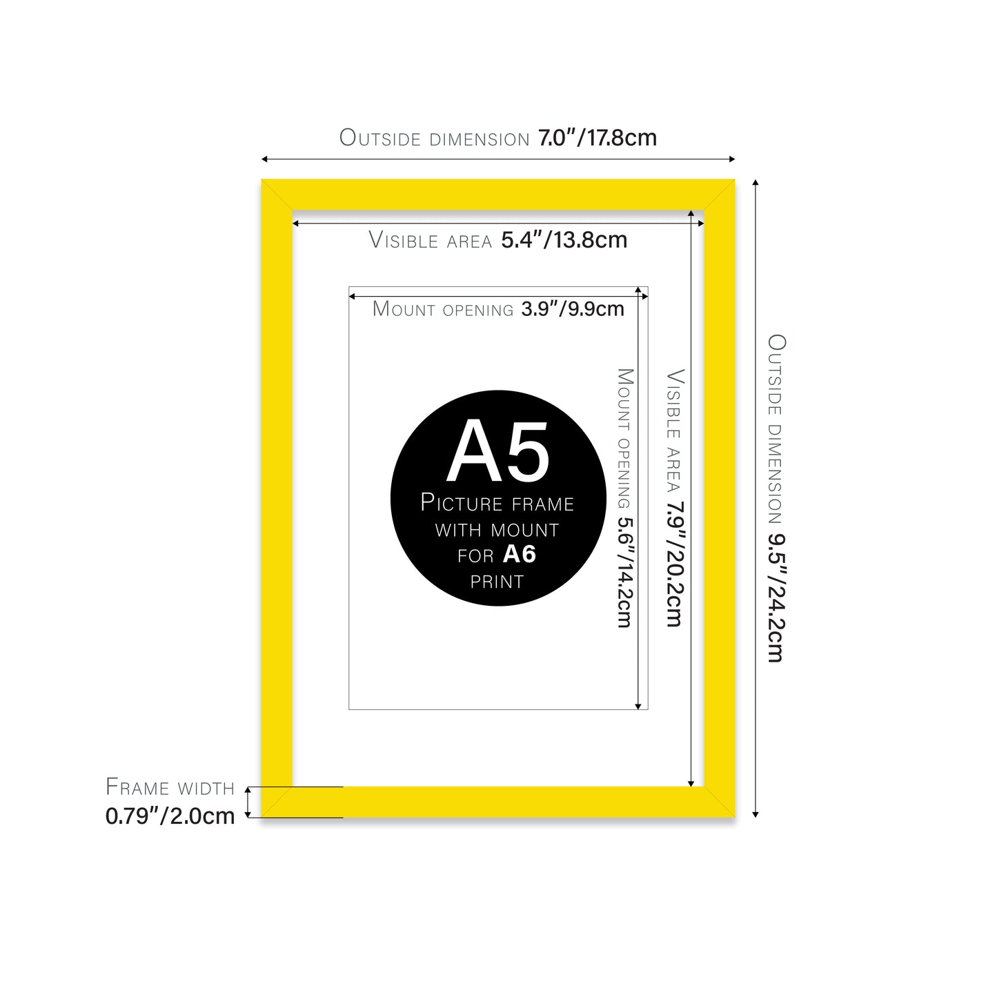 Yellow Picture Frame 20mm Edge