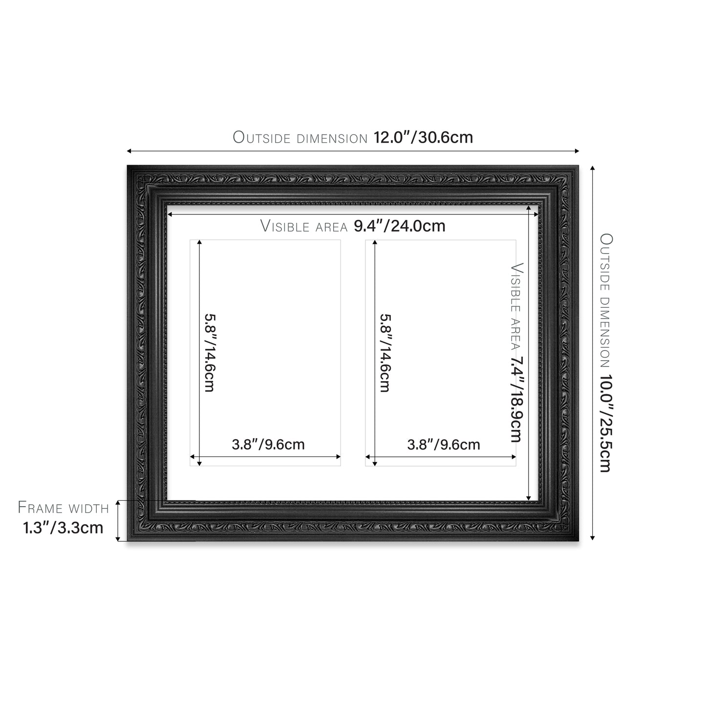 Black Ornate Picture Frame 33mm Edge