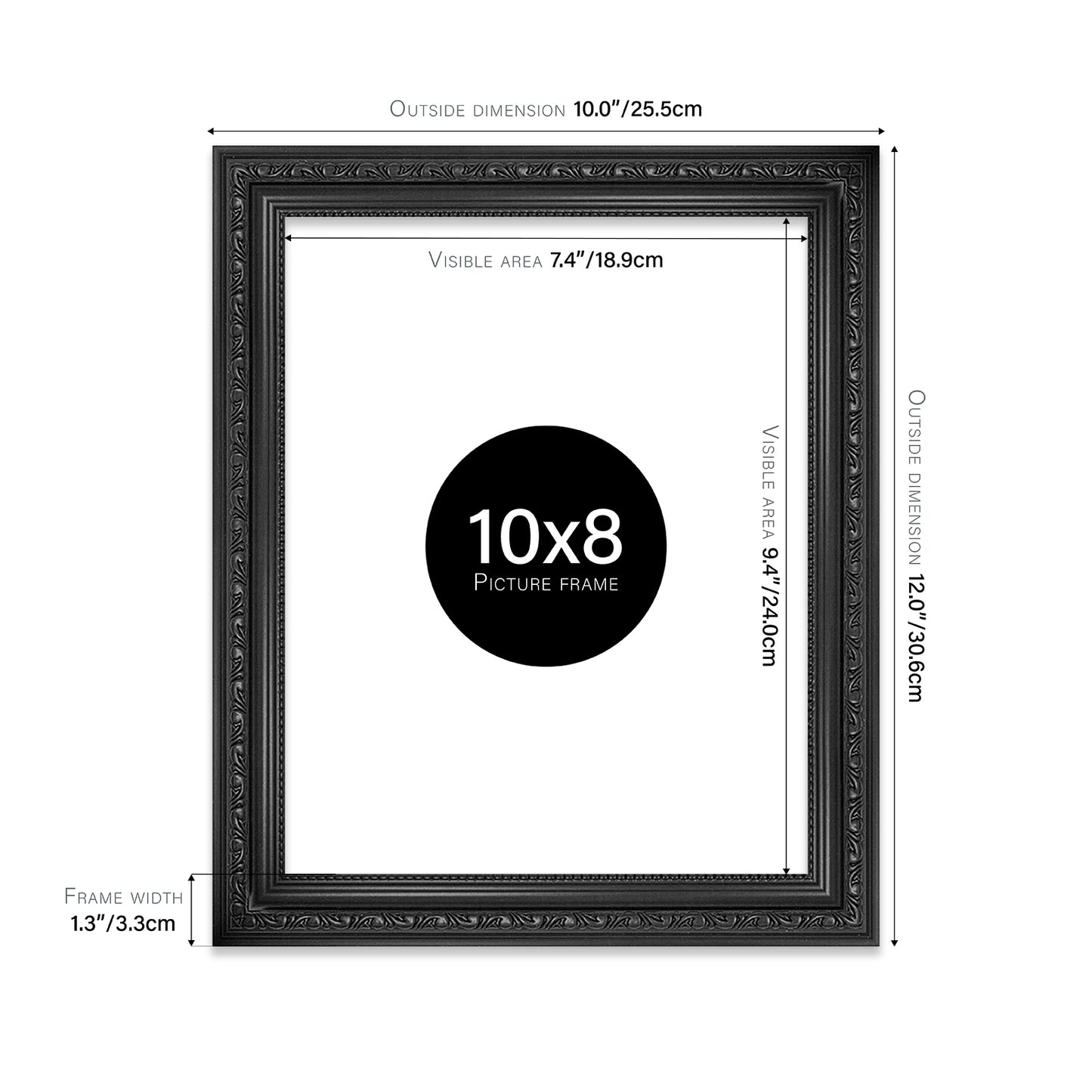 Black Ornate Picture Frame 33mm Edge