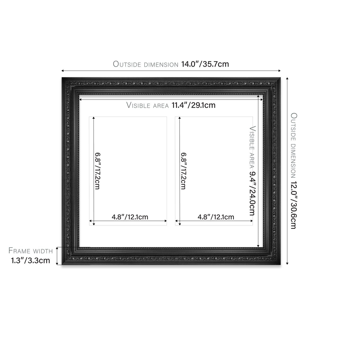 Black Ornate Picture Frame 33mm Edge