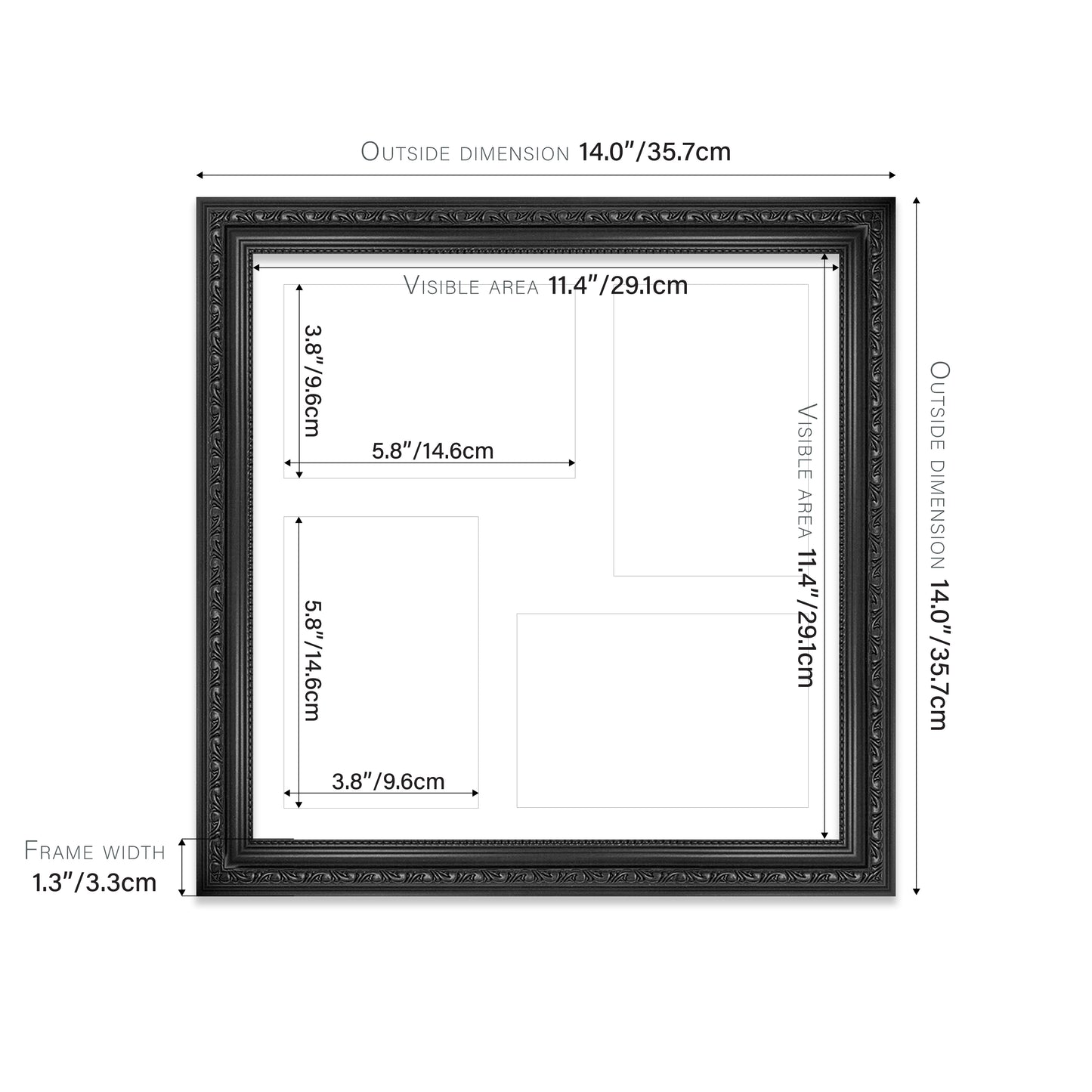 Black Ornate Picture Frame 33mm Edge