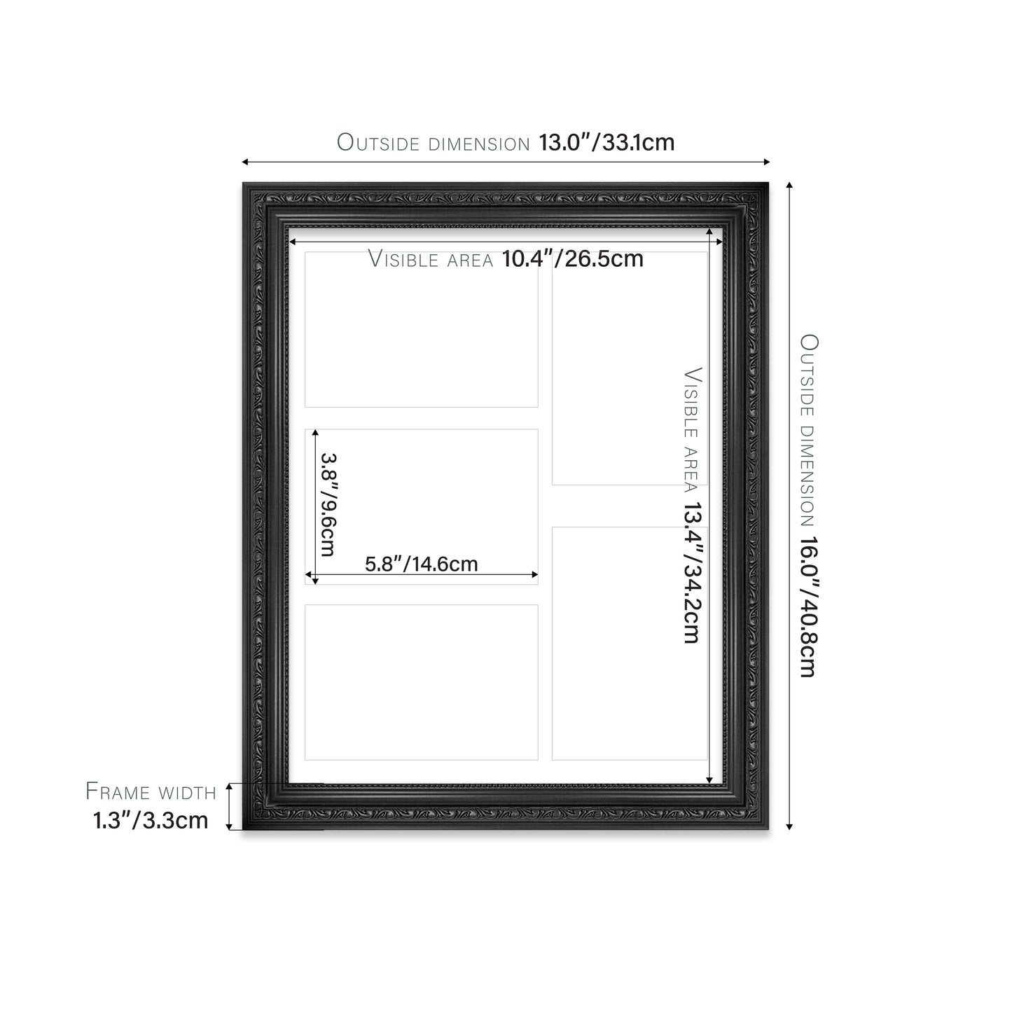 Black Ornate Picture Frame 33mm Edge