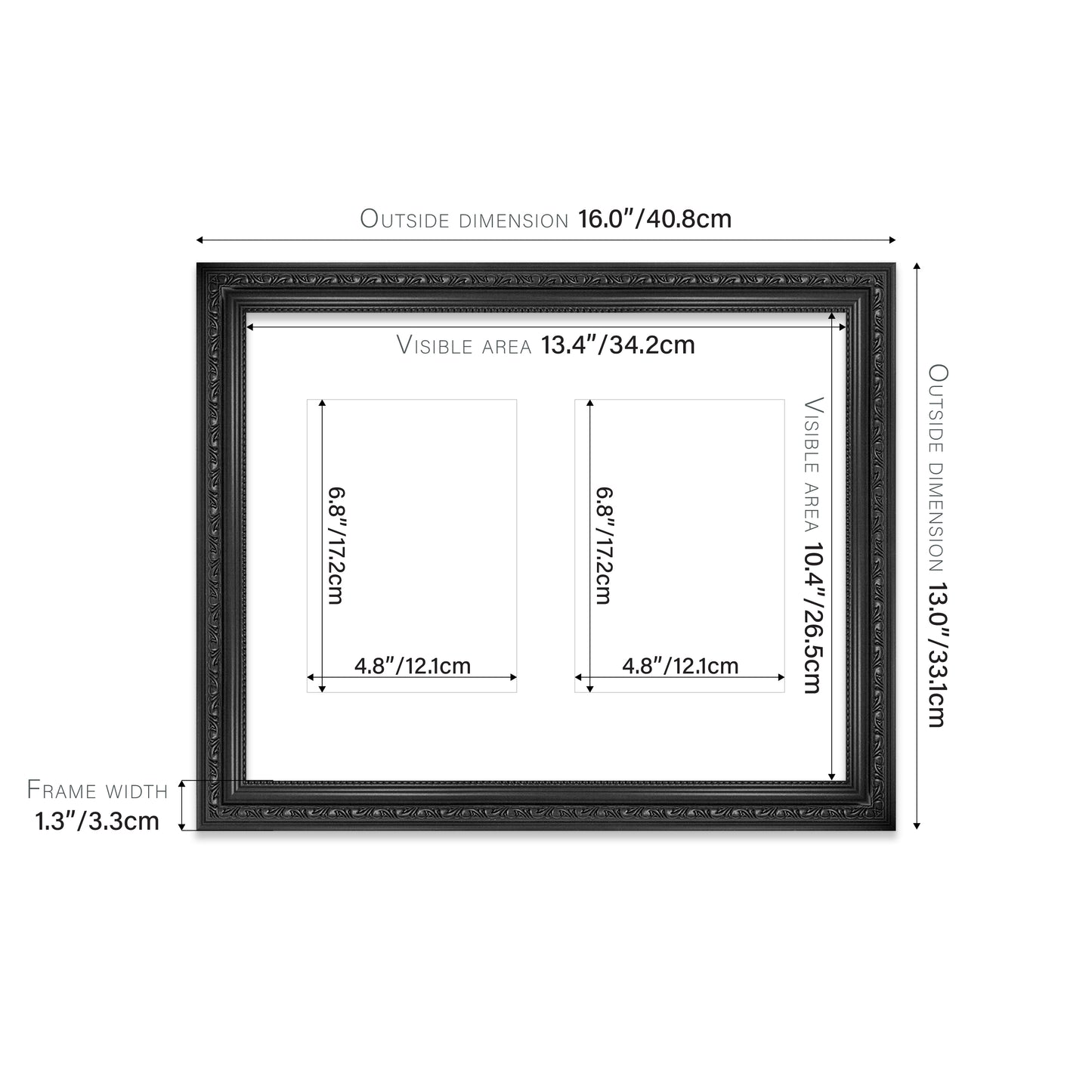 Black Ornate Picture Frame 33mm Edge