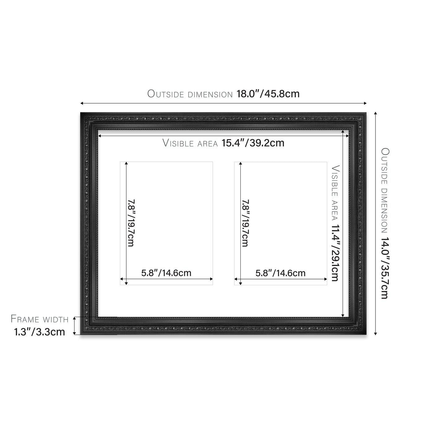 Black Ornate Picture Frame 33mm Edge