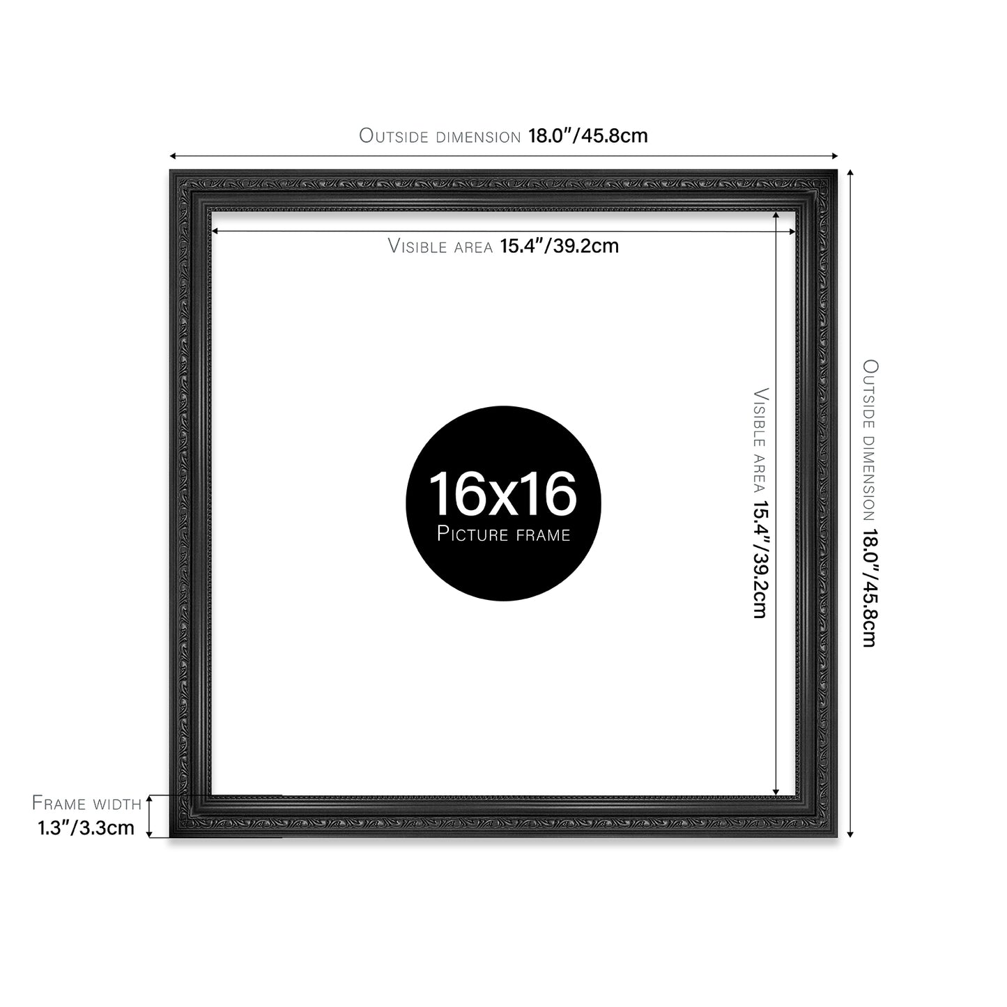 Black Ornate Picture Frame 33mm Edge