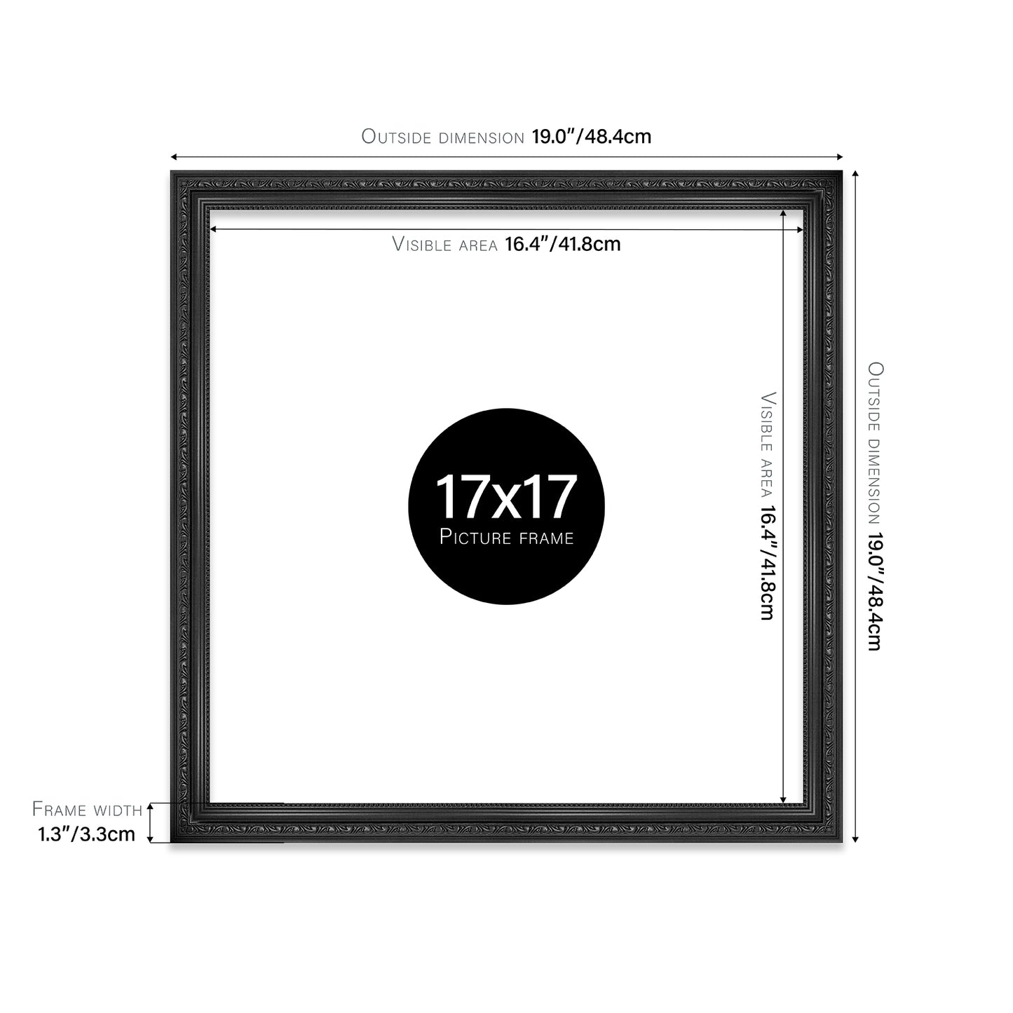 Black Ornate Picture Frame 33mm Edge