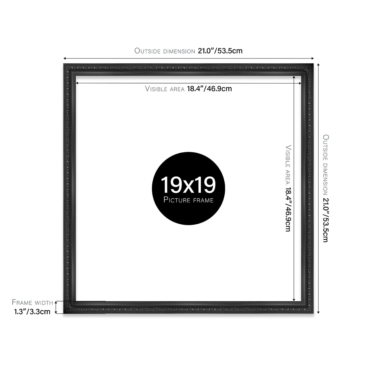 Black Ornate Picture Frame 33mm Edge