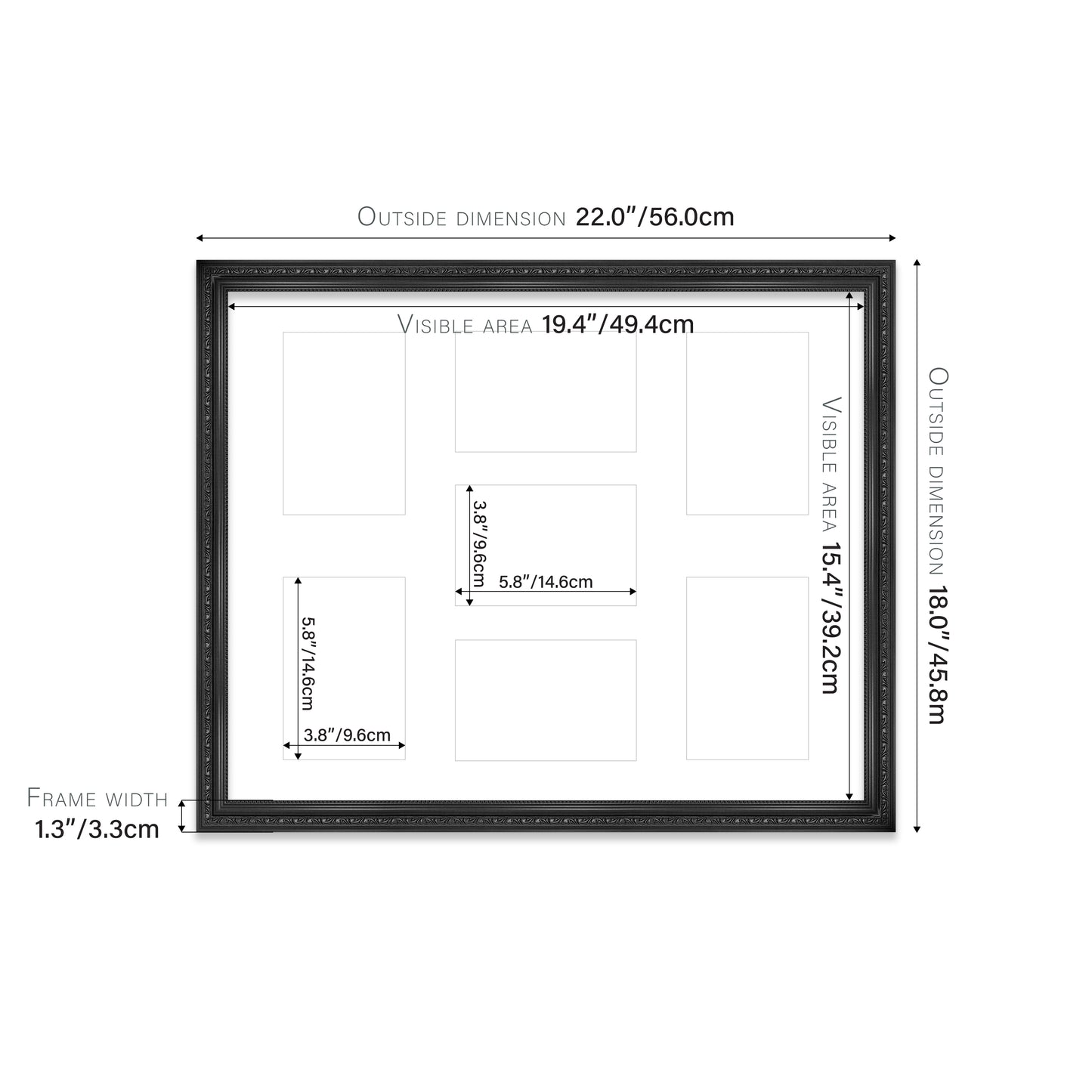 Black Ornate Picture Frame 33mm Edge