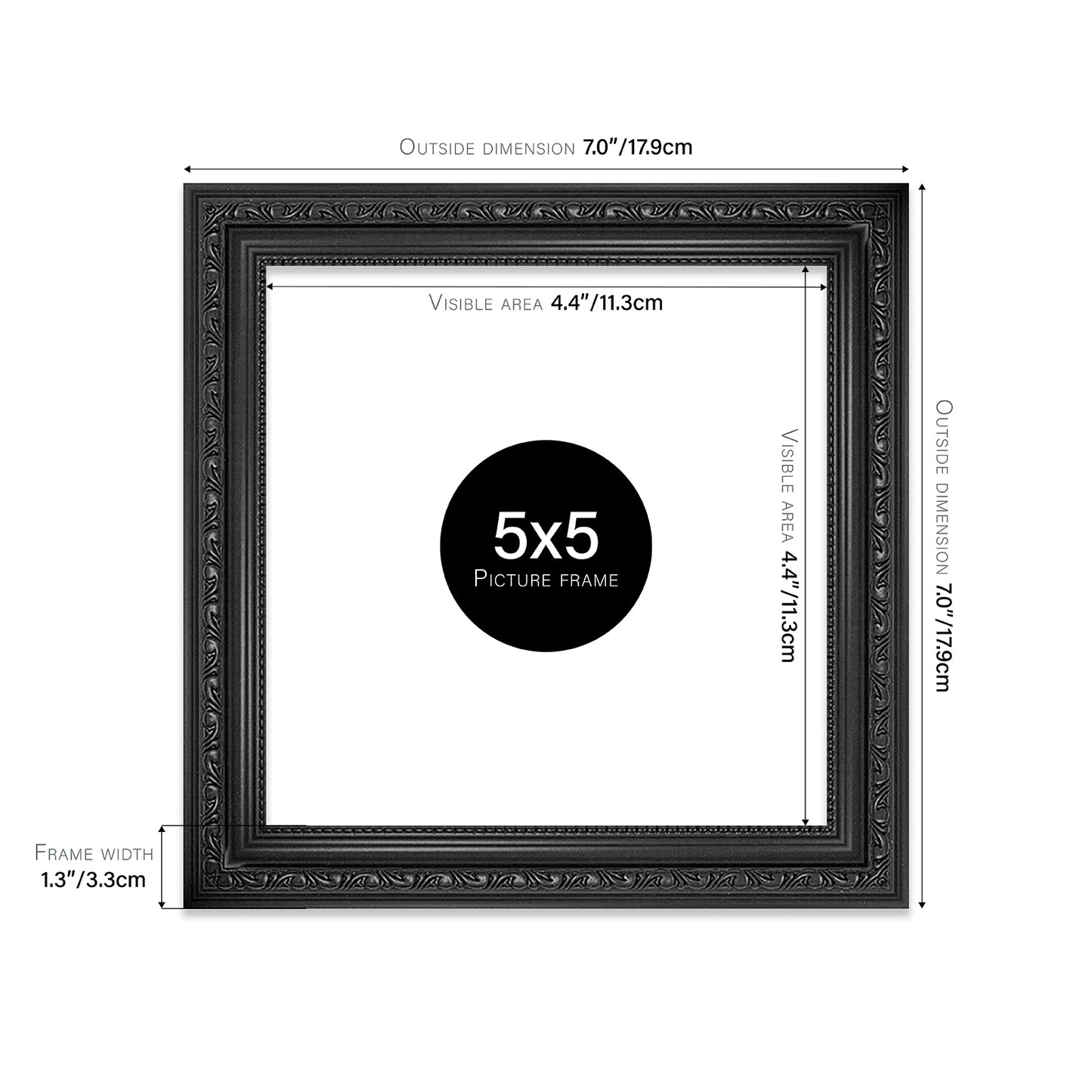 Black Ornate Picture Frame 33mm Edge
