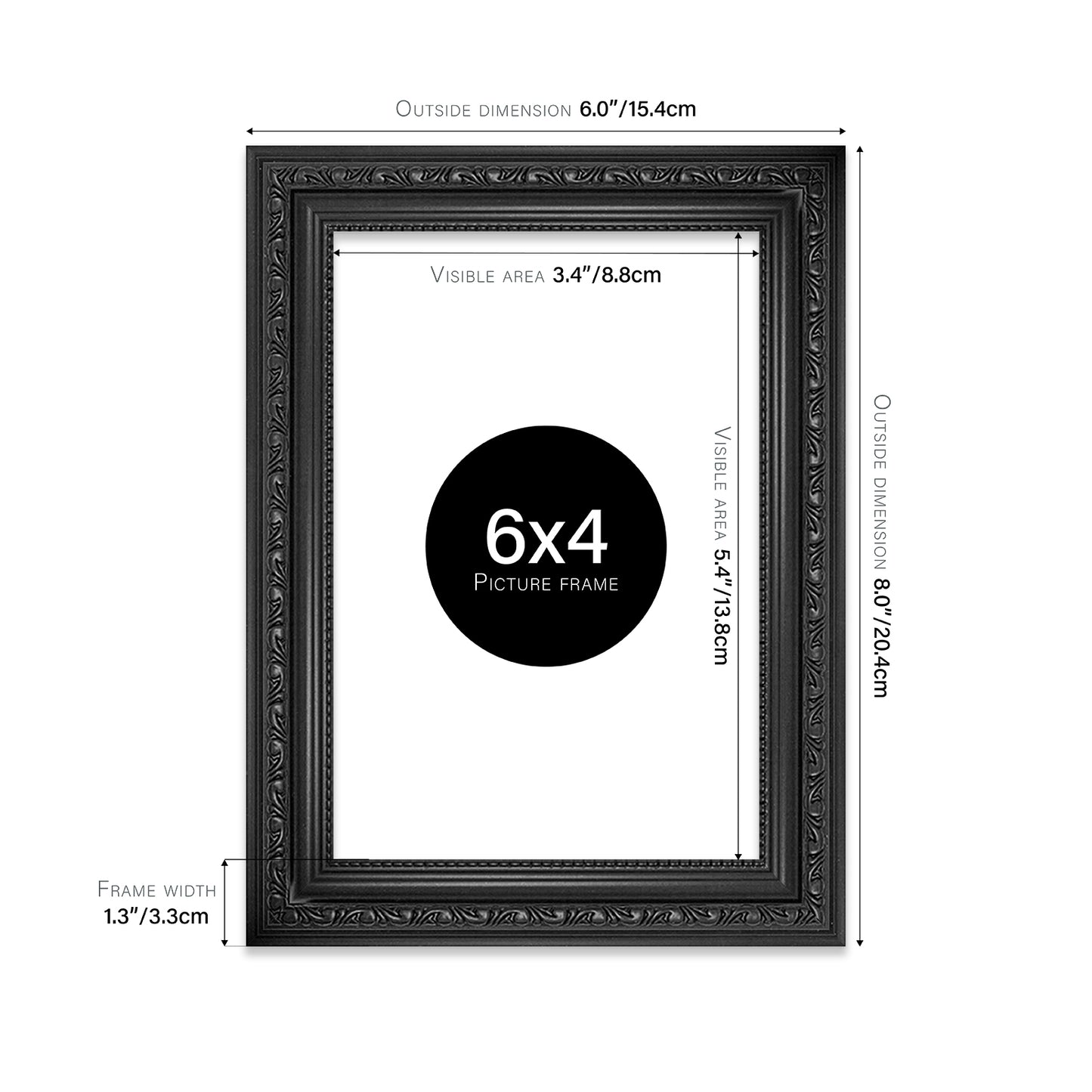 Black Ornate Picture Frame 33mm Edge