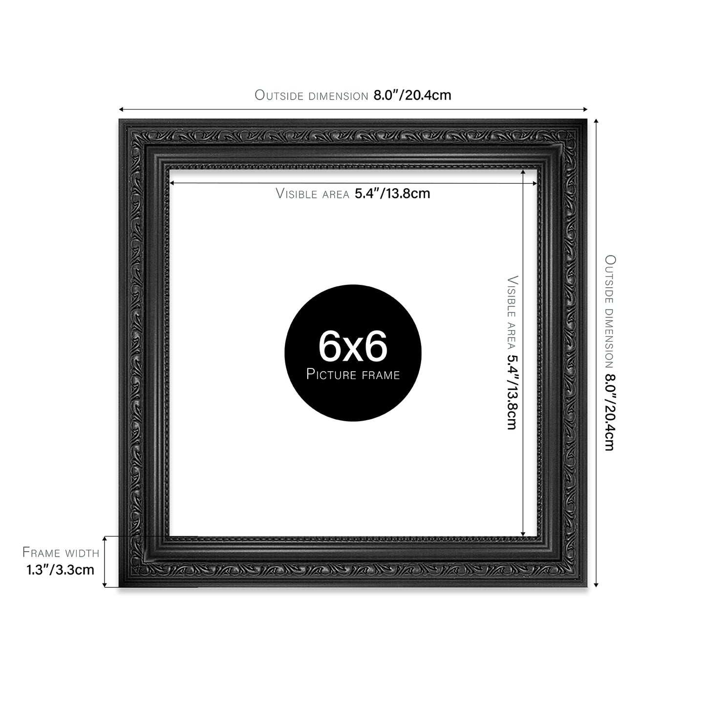 Black Ornate Picture Frame 33mm Edge