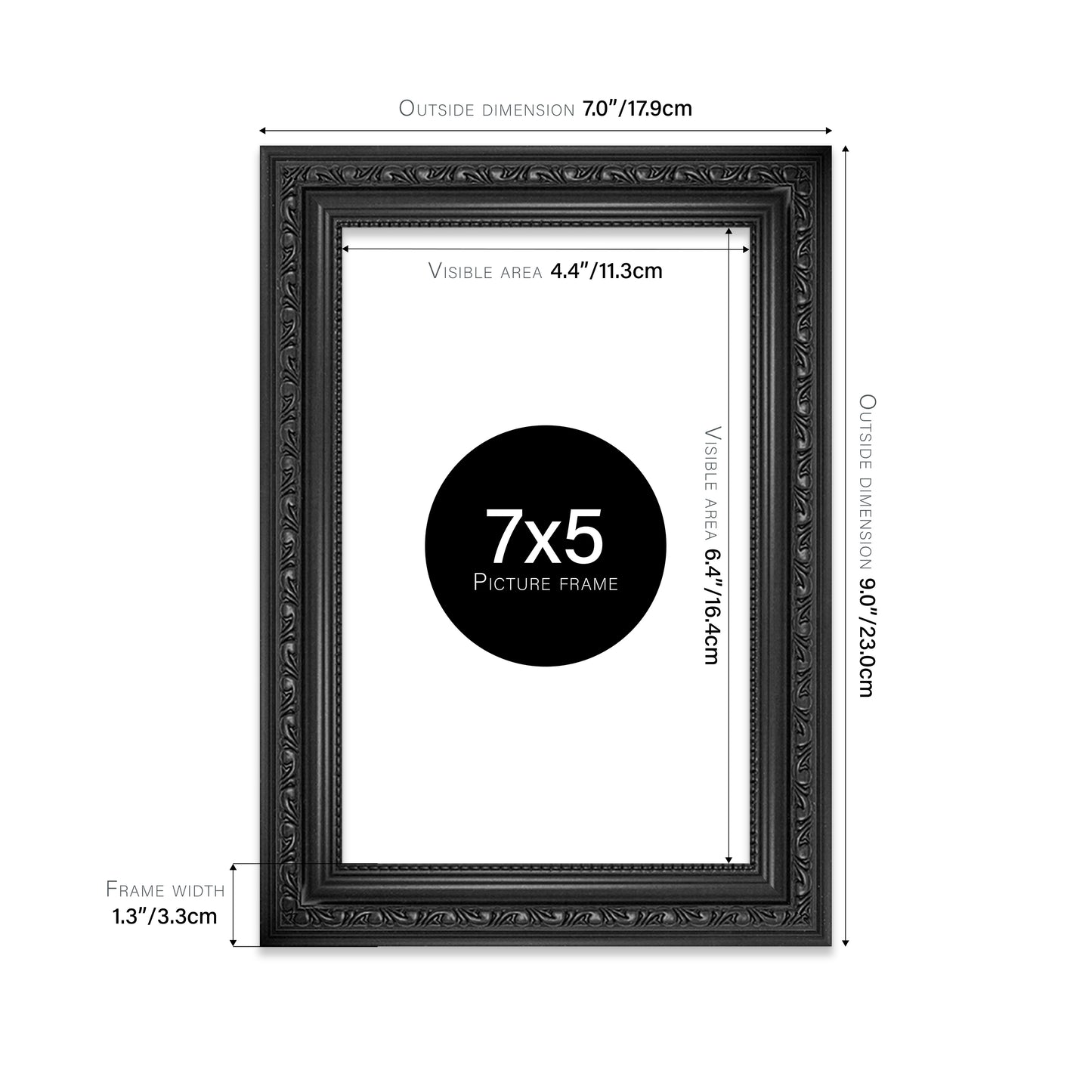 Black Ornate Picture Frame 33mm Edge