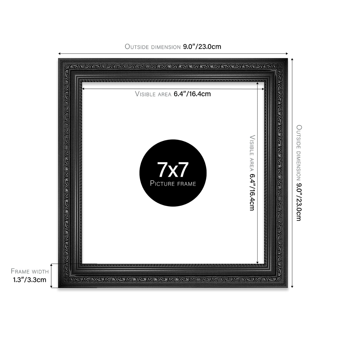 Black Ornate Picture Frame 33mm Edge