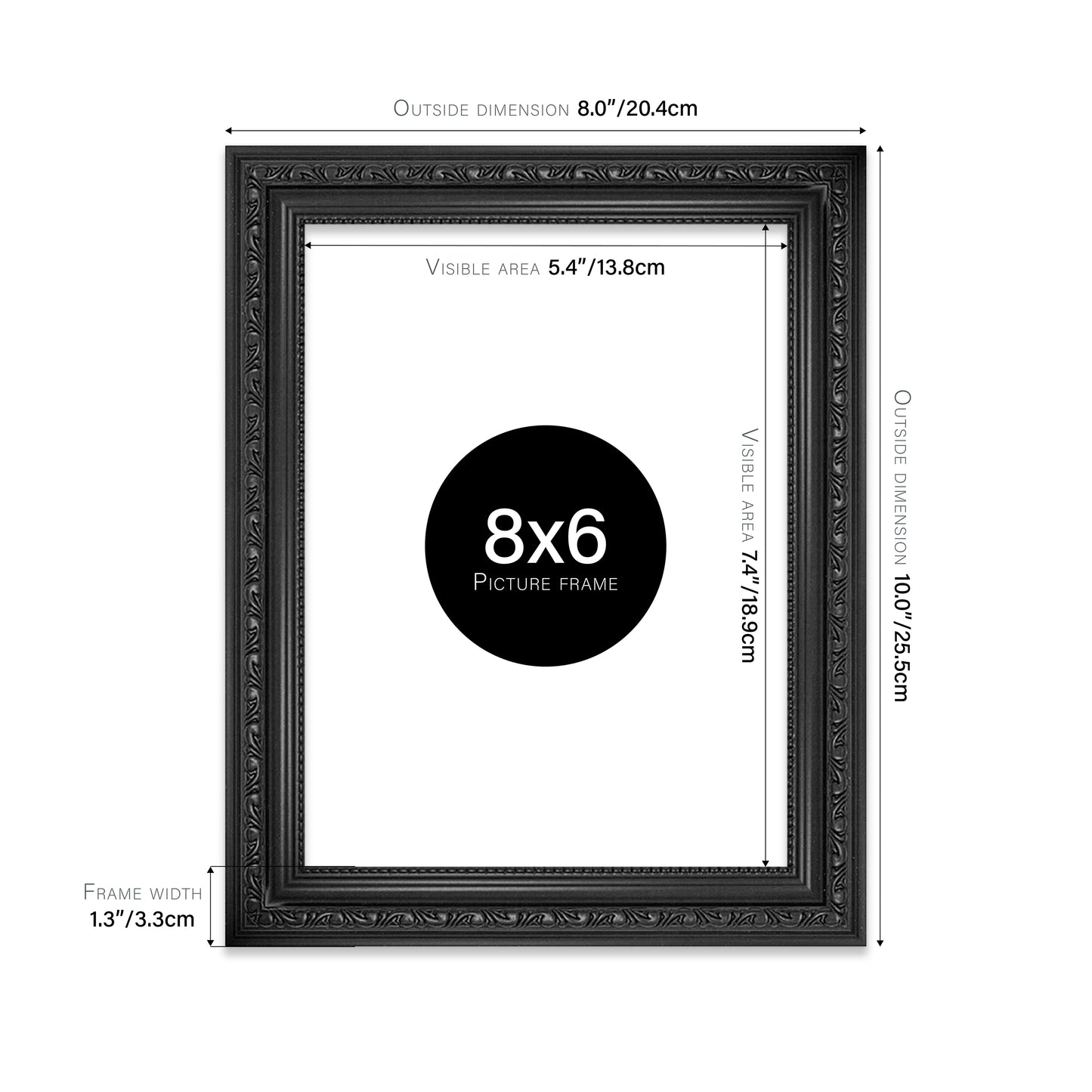 Black Ornate Picture Frame 33mm Edge