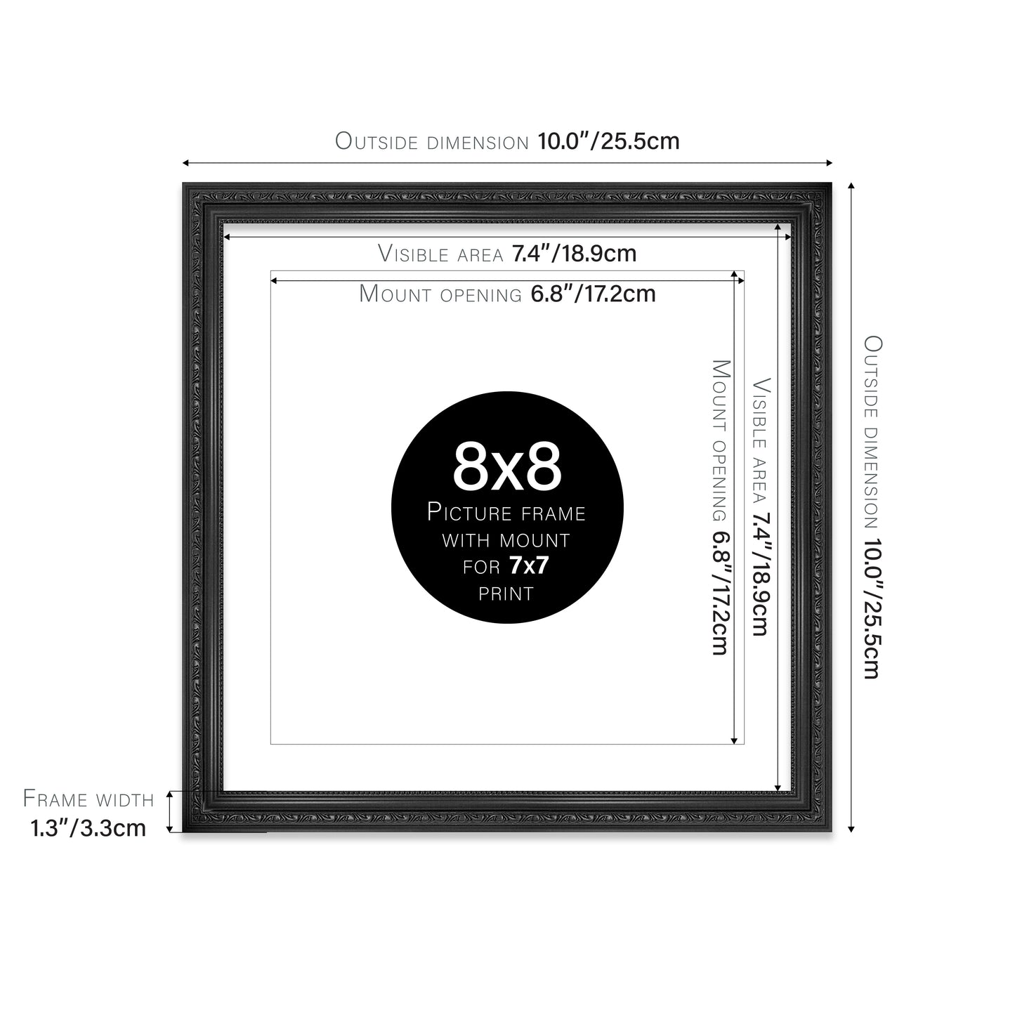 Black Ornate Picture Frame 33mm Edge