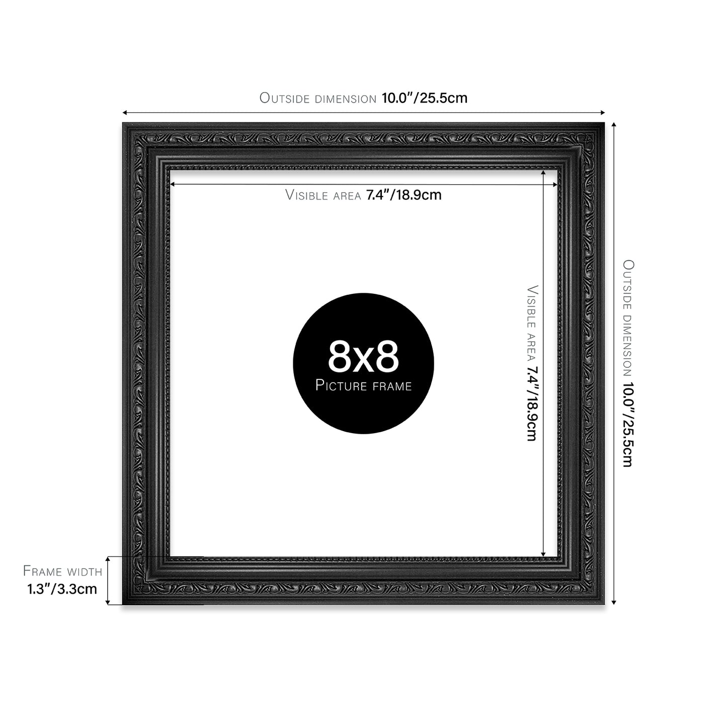 Black Ornate Picture Frame 33mm Edge